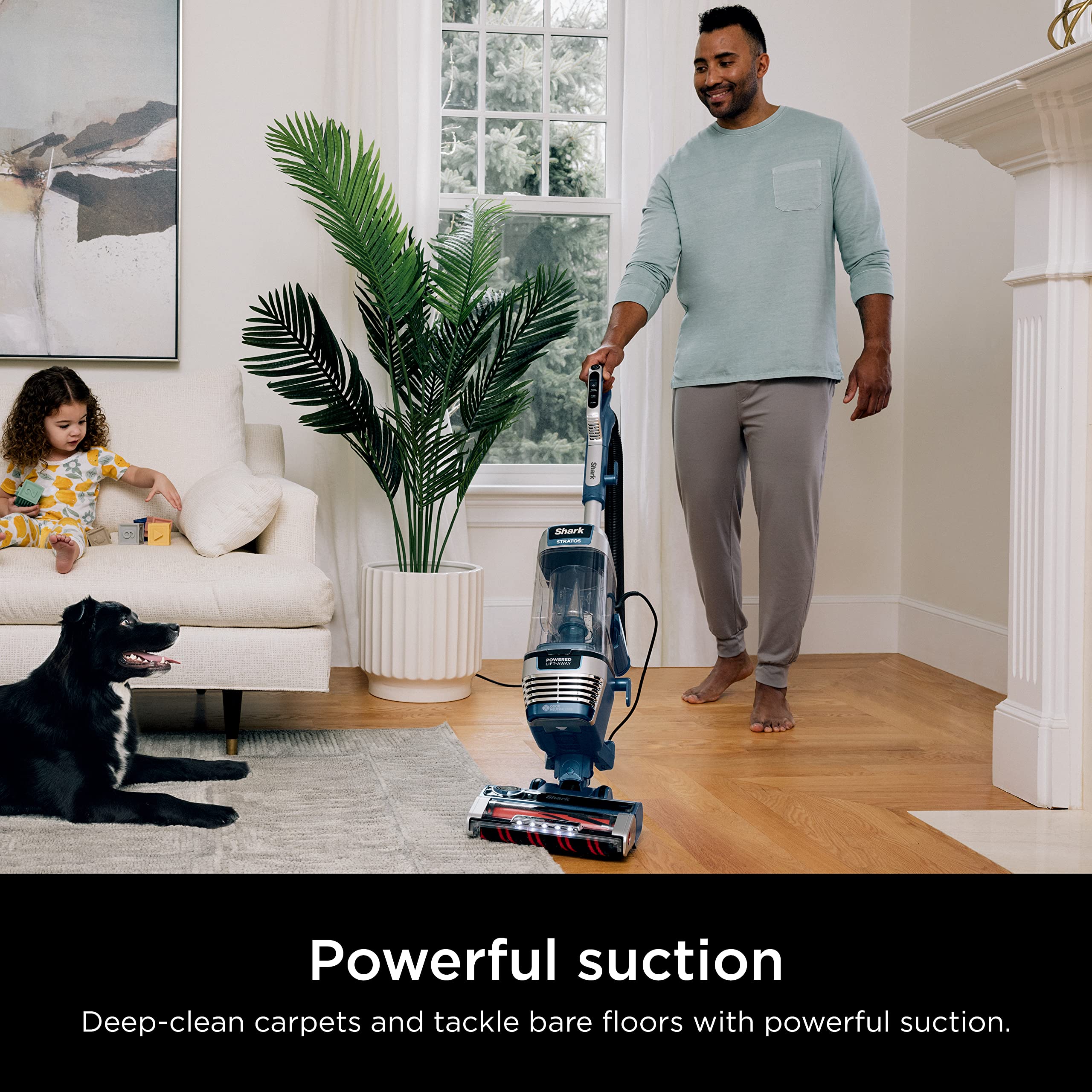 SHARK Upright Vacuum Stratos with DuoClean PowerFins Navy