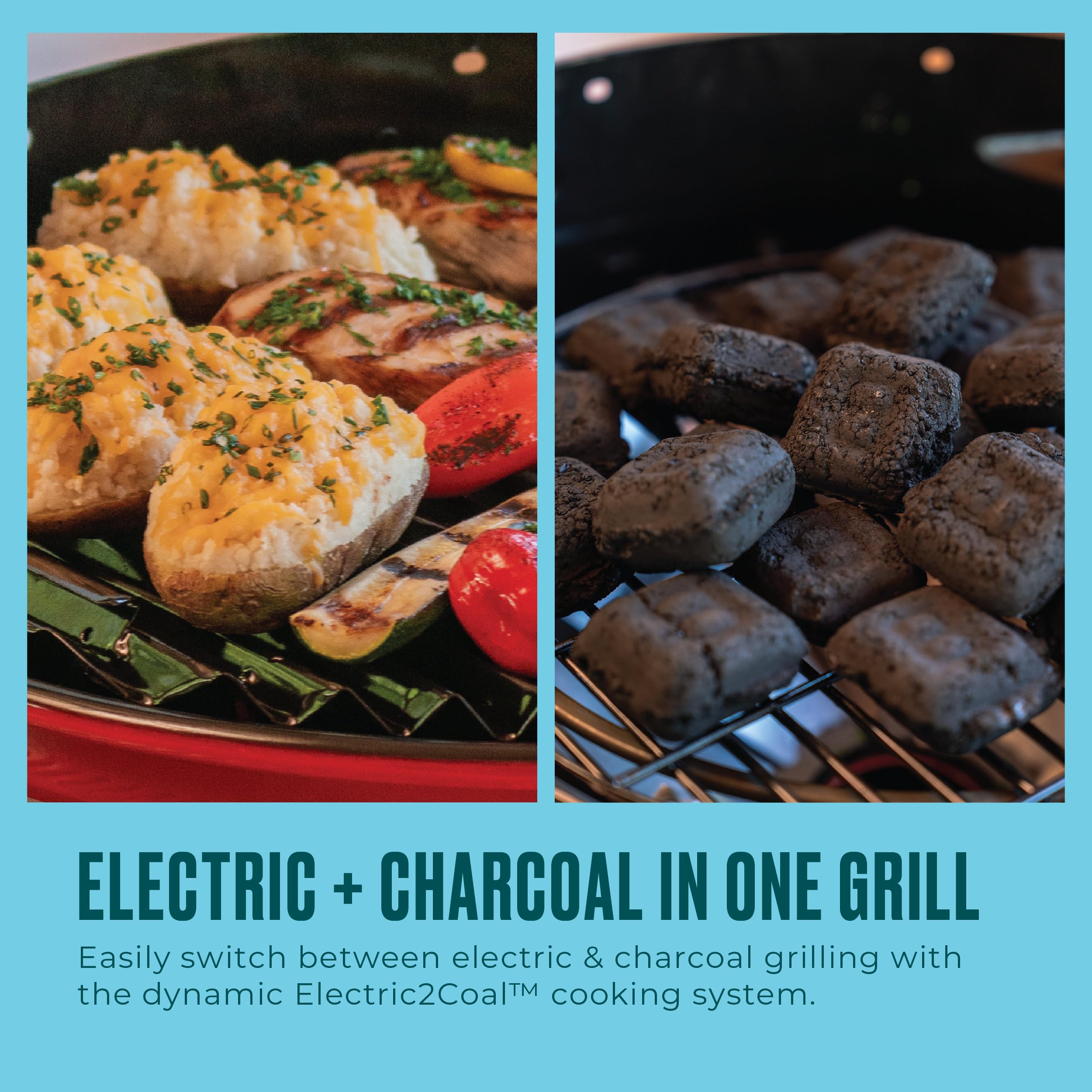 CHARBROIL 3-in-1 Dual Fuel Electric Grill & Griddle BBQ, Red