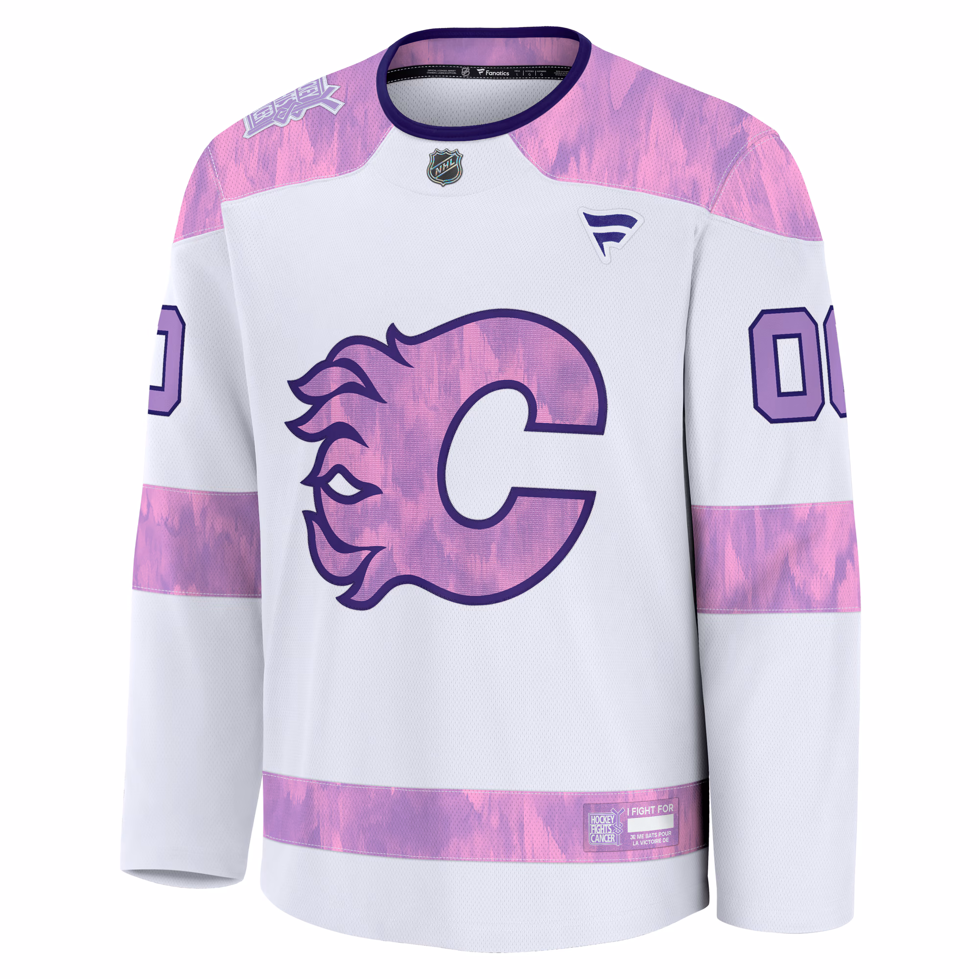 Calgary Flames Fanatics 2024 Hockey Fights Cancer Custom Practice Jersey - White