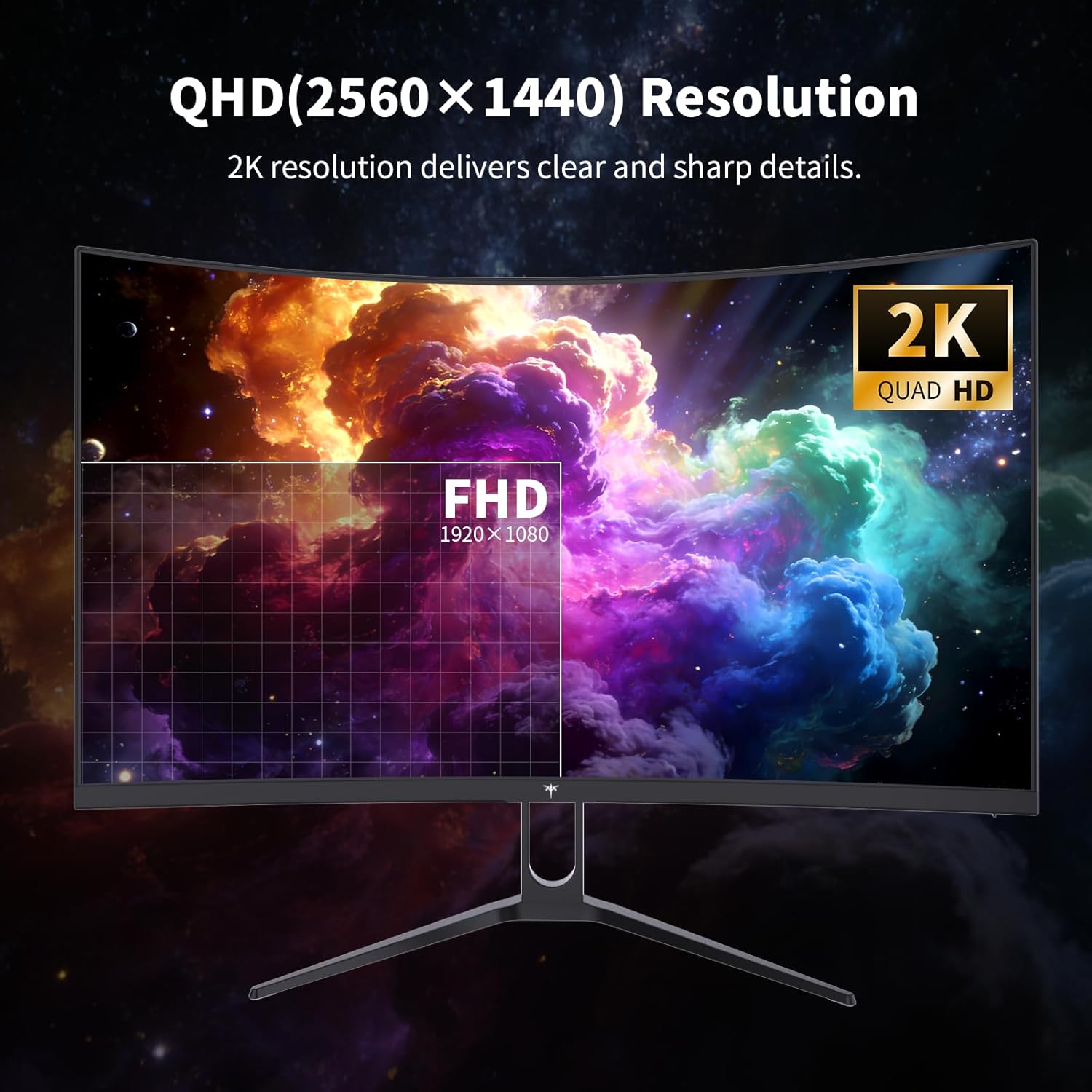 KTC 27 Inch Curved Gaming Monitor, 1440P QHD 144Hz PC Monitor, 1500R Computer Display Adaptive Sync, HDR400, 4000:1 Contrast, Eye Care, DP HDMI Port, VESA Wall Mountable, H27S5C