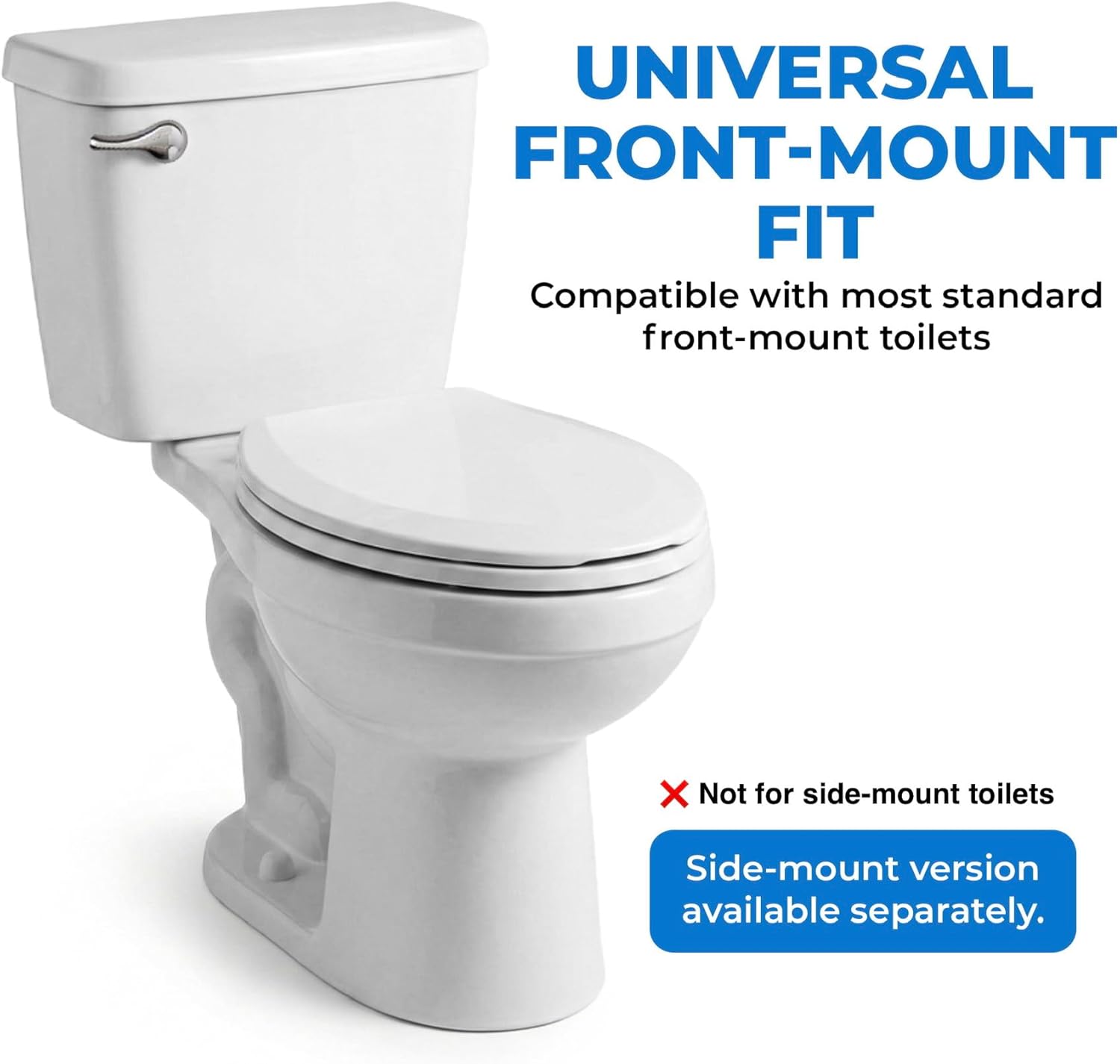 Qualihome Toilet Handle Lever Flush Replacement, Front Mount, Chrome, Universal Fitting