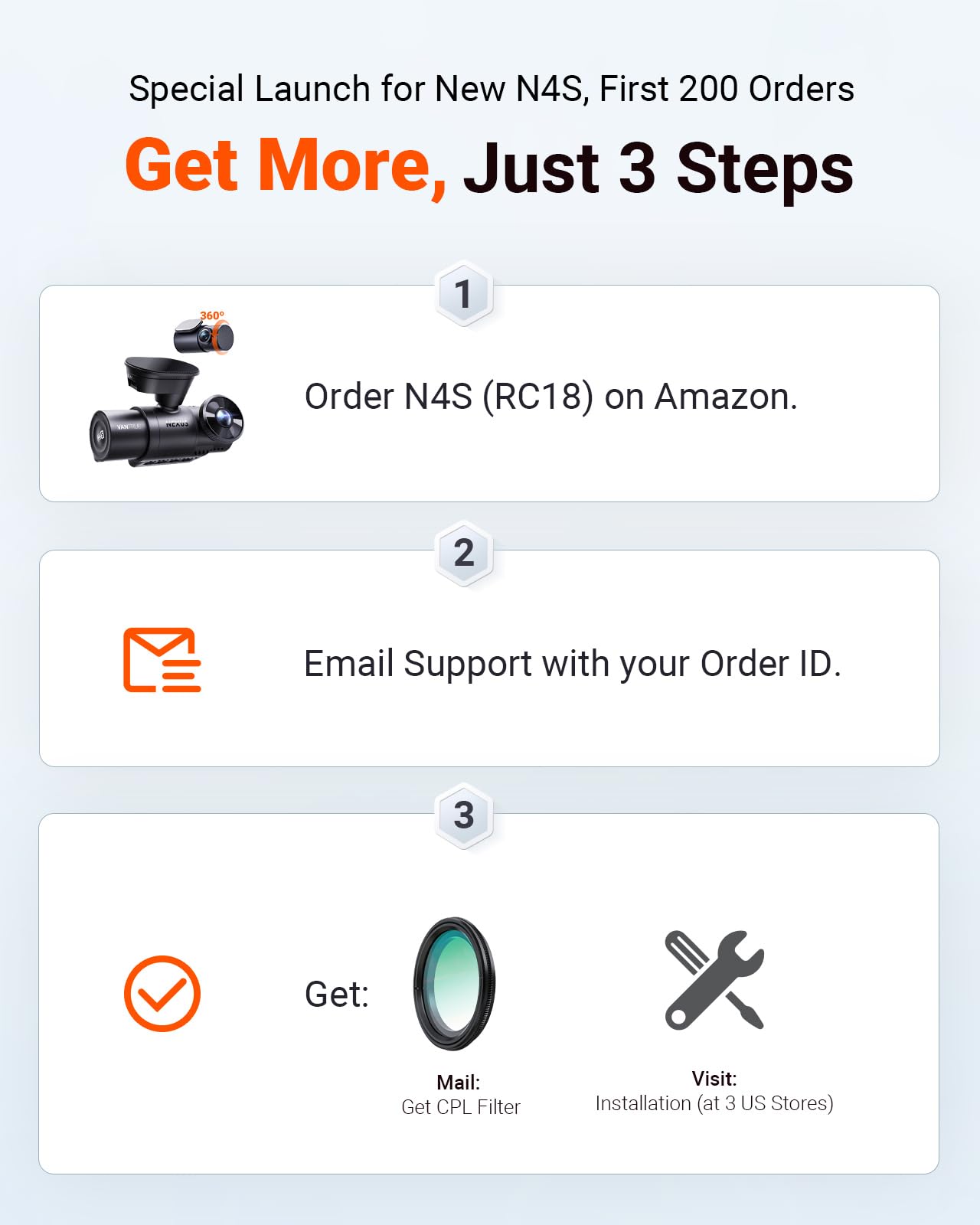 VANTRUE New N4S 3 Channel Dash Cam with Night Vision