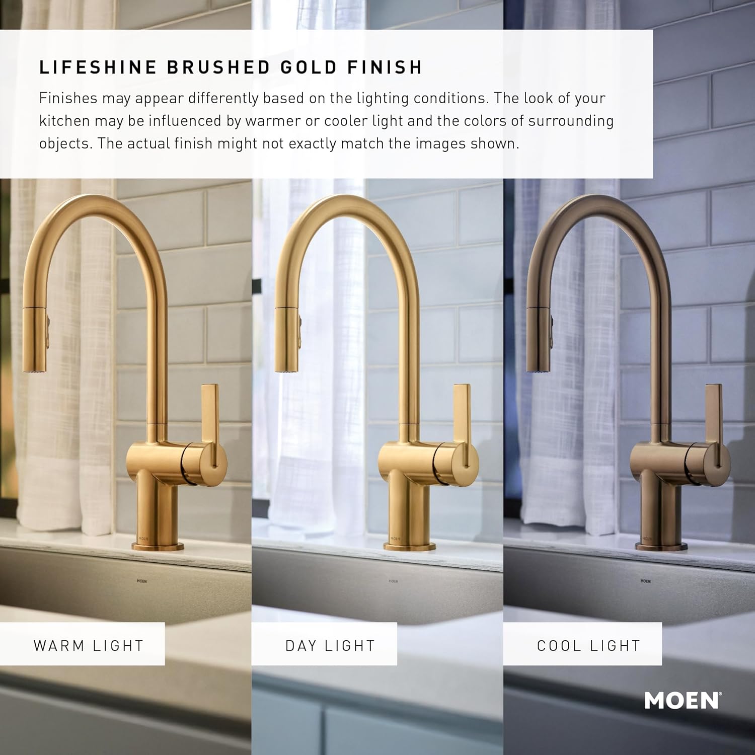 Moen Align Brushed Gold One-Handle Modern Kitchen Pulldown Faucet with Reflex Docking System and Power Clean Spray Technology, 7565BG