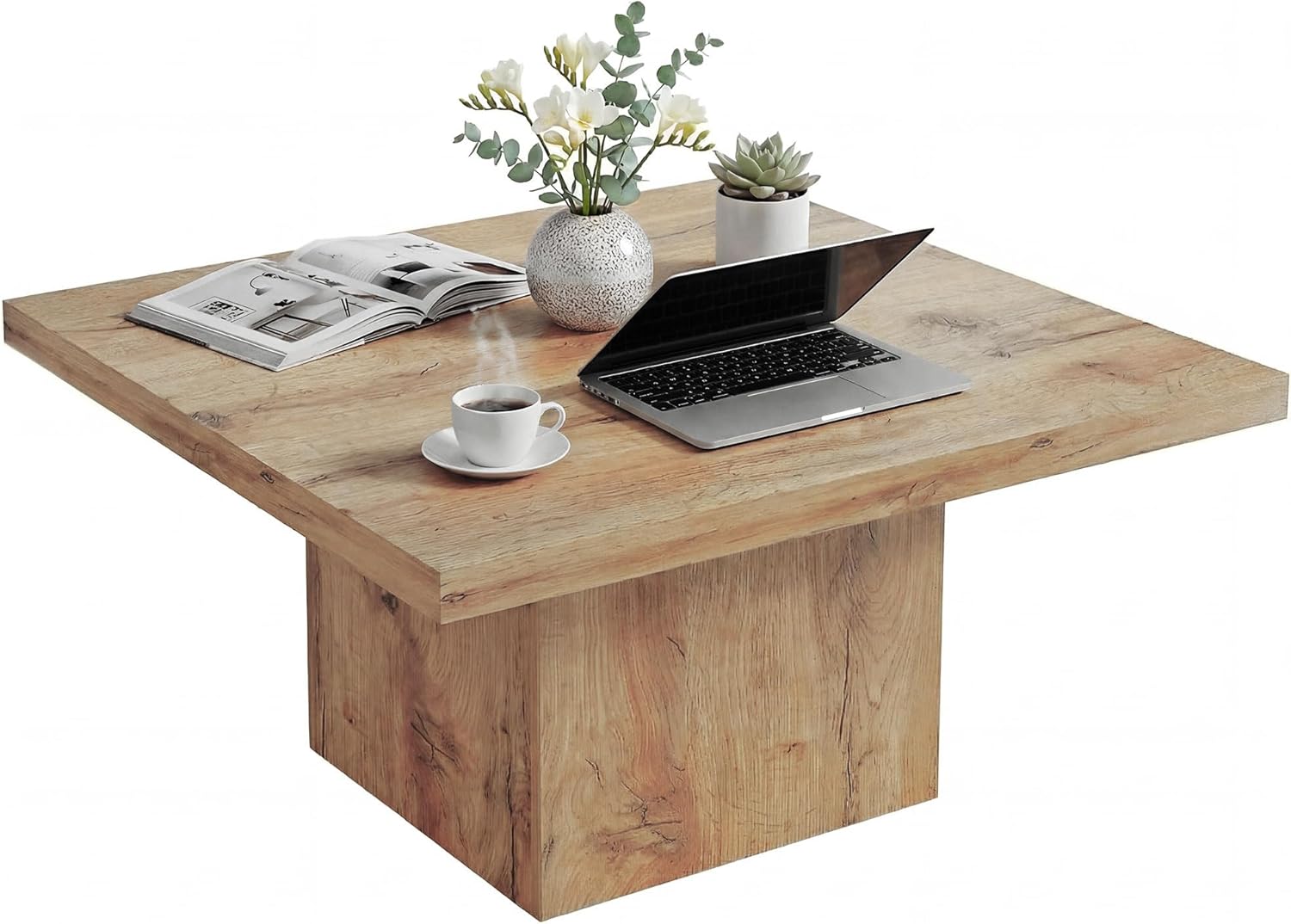 HOMCOM Square Coffee Table, Center Table with 1.6