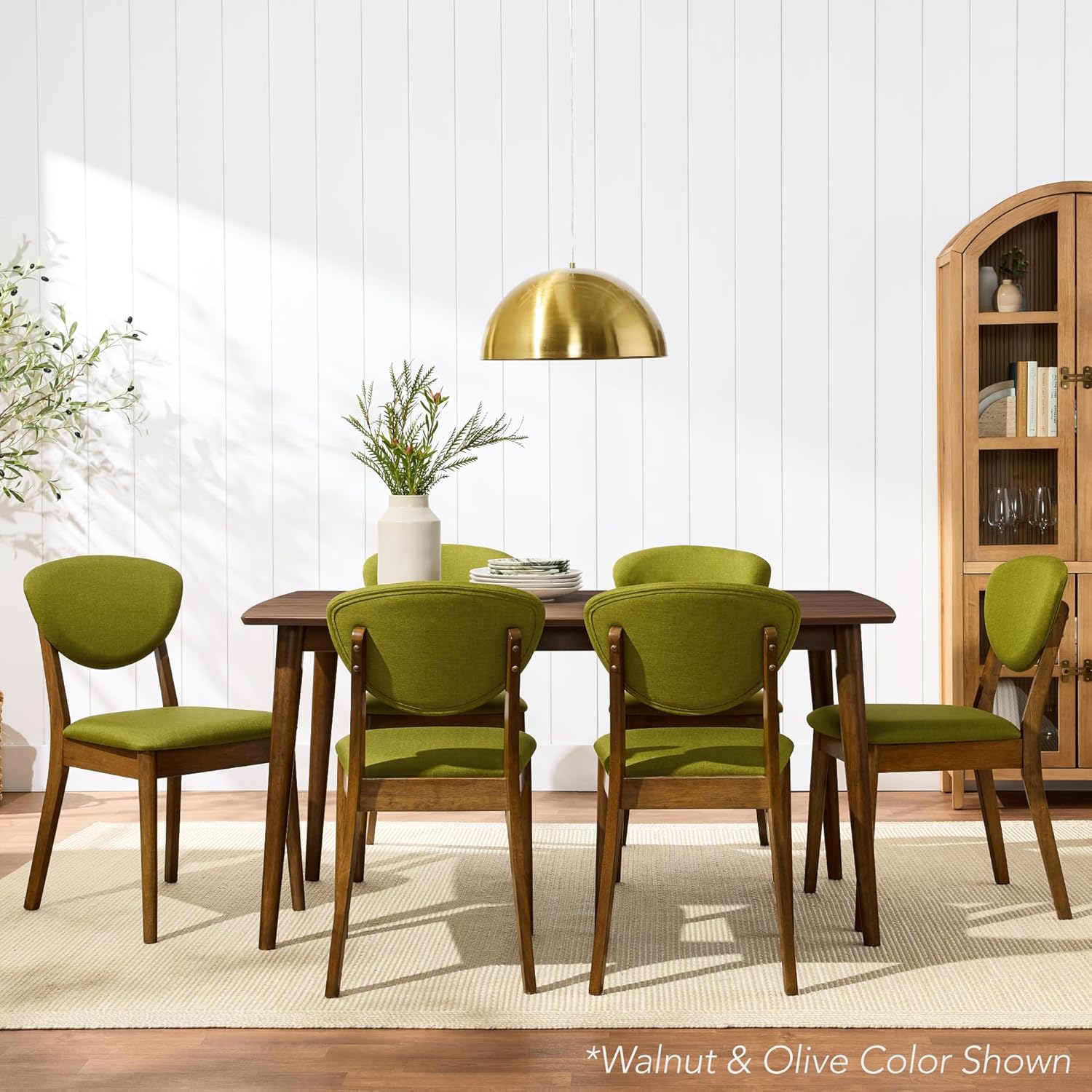 Best Choice Products Dining Chairs Set of 2, Mid-Century Modern Upholstered Wood, Armless w/Seat Cushion, Padded Backrest - Walnut/Oatmeal