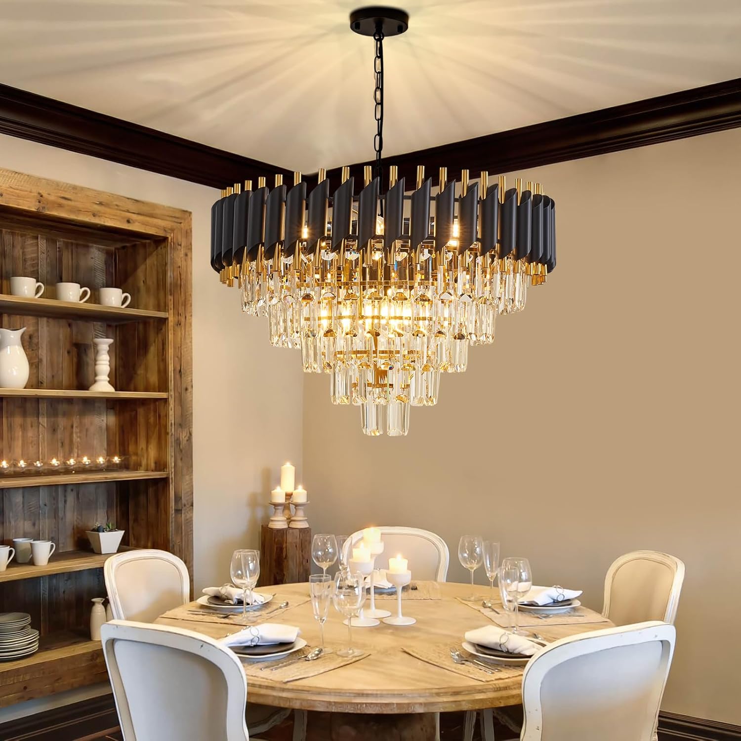 10-Light Large Crystal Chandelier 24