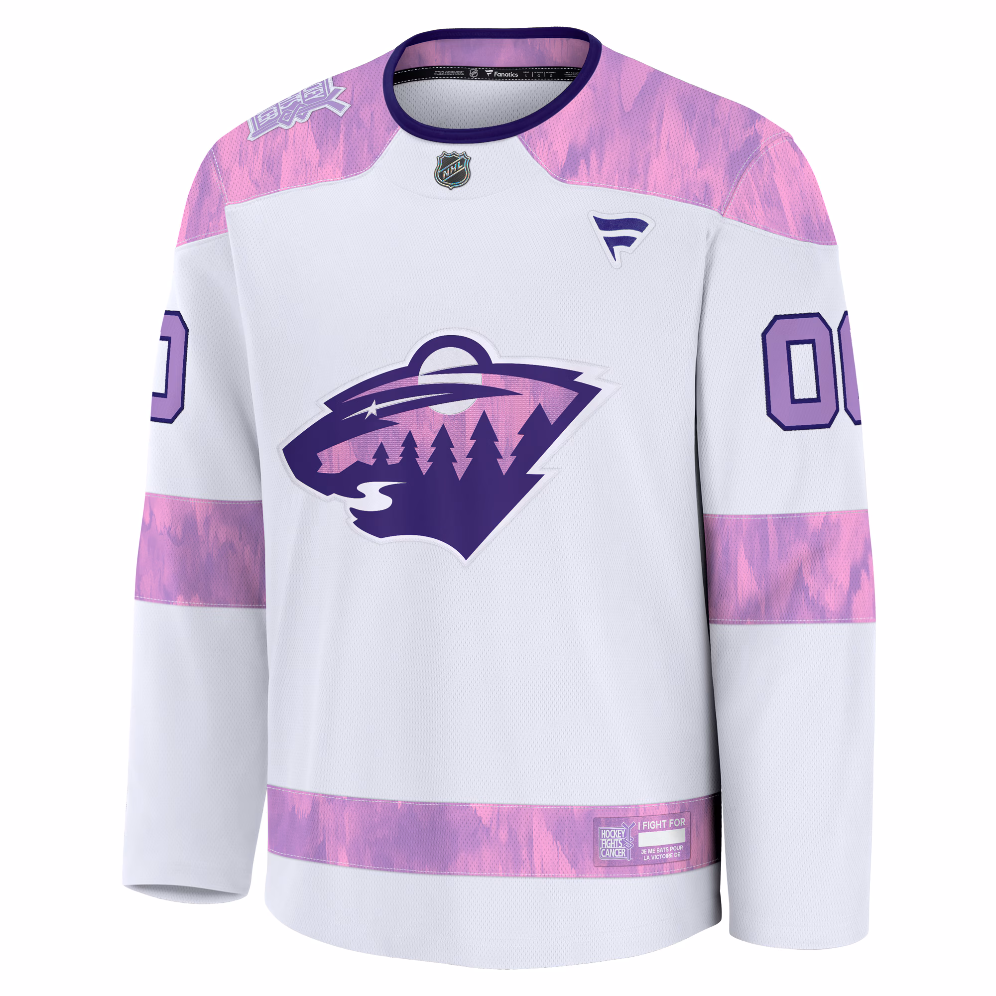 Minnesota Wild Fanatics 2024 Hockey Fights Cancer Custom Practice Jersey - White