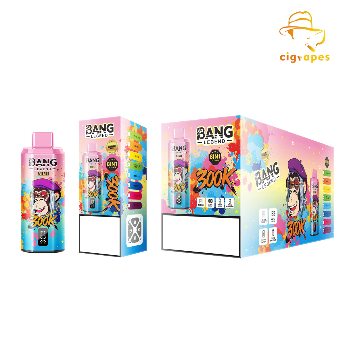 BANG LEGEND 8 IN 1 300000 Puffs 300K Disposable Vape Pen Bangking Vapes