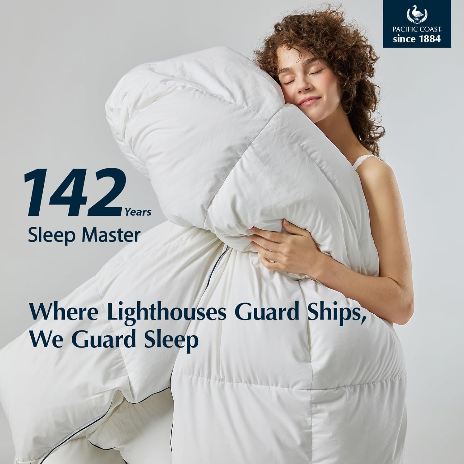 Pacific Coast Goose Feather Down Fiber Comforters King Size, Extra Fluffy White Duvet Insert, Ultra-Soft, Breathable, All Season Hotel Luxury Bedding Comforters, 8 Corner & Center Loops (106