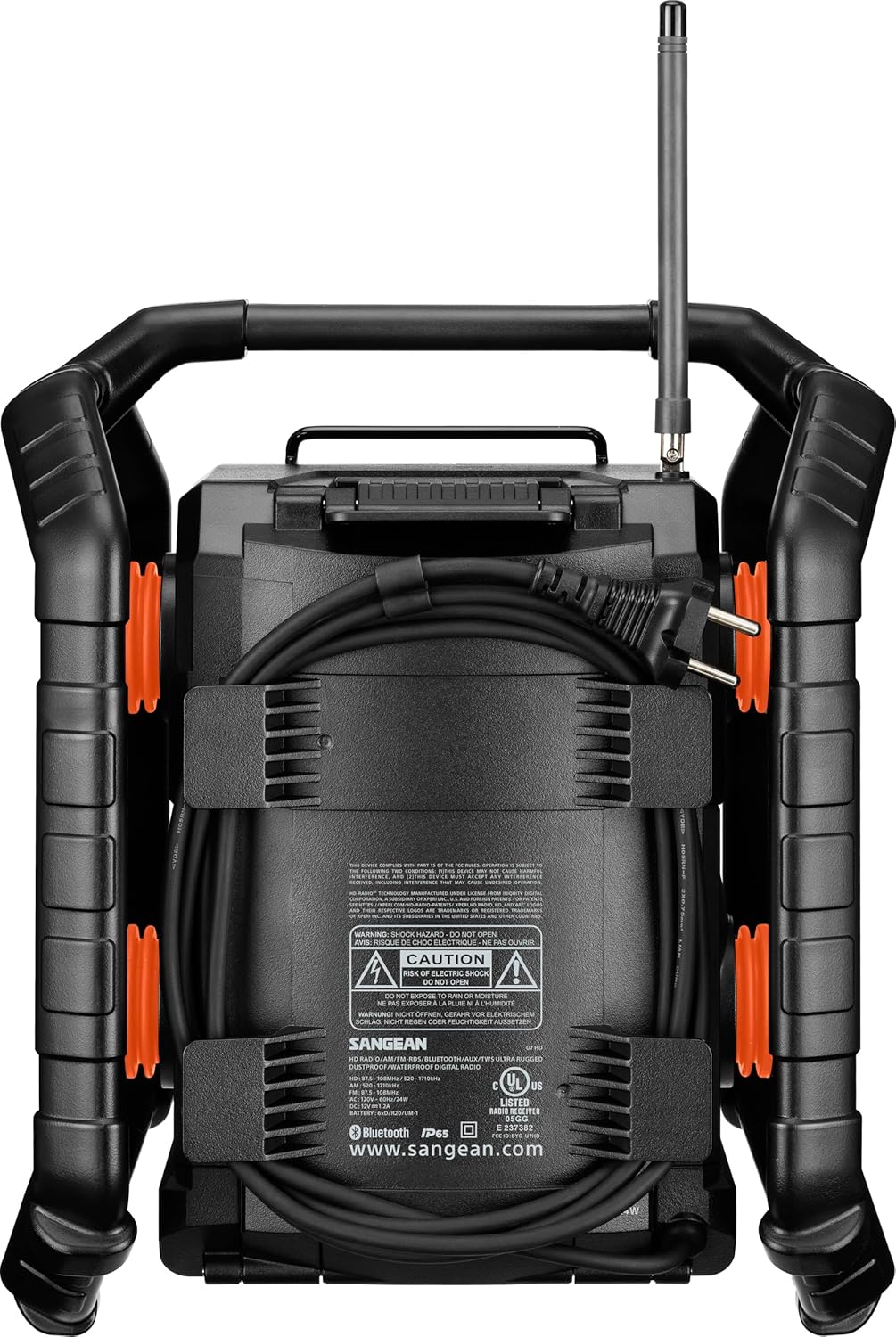 Sangean U7HD Jobsite Radio with Bluetooth, HD Radio, AM/FM, AUX, TWS, Dustproof and Waterproof Design, and Smart Battery Charger