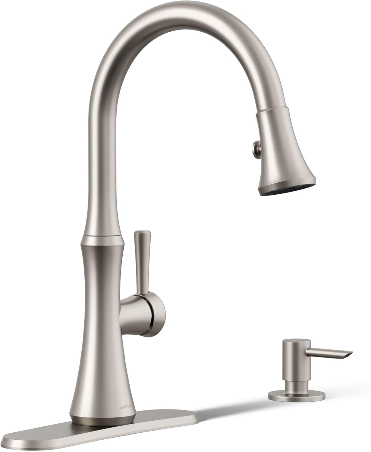 Kohler R28706-SD-VS Kaori Single Handle Kitchen Faucet with Pull Down Sprayer and Soap Dispenser, Vibrant Stainless