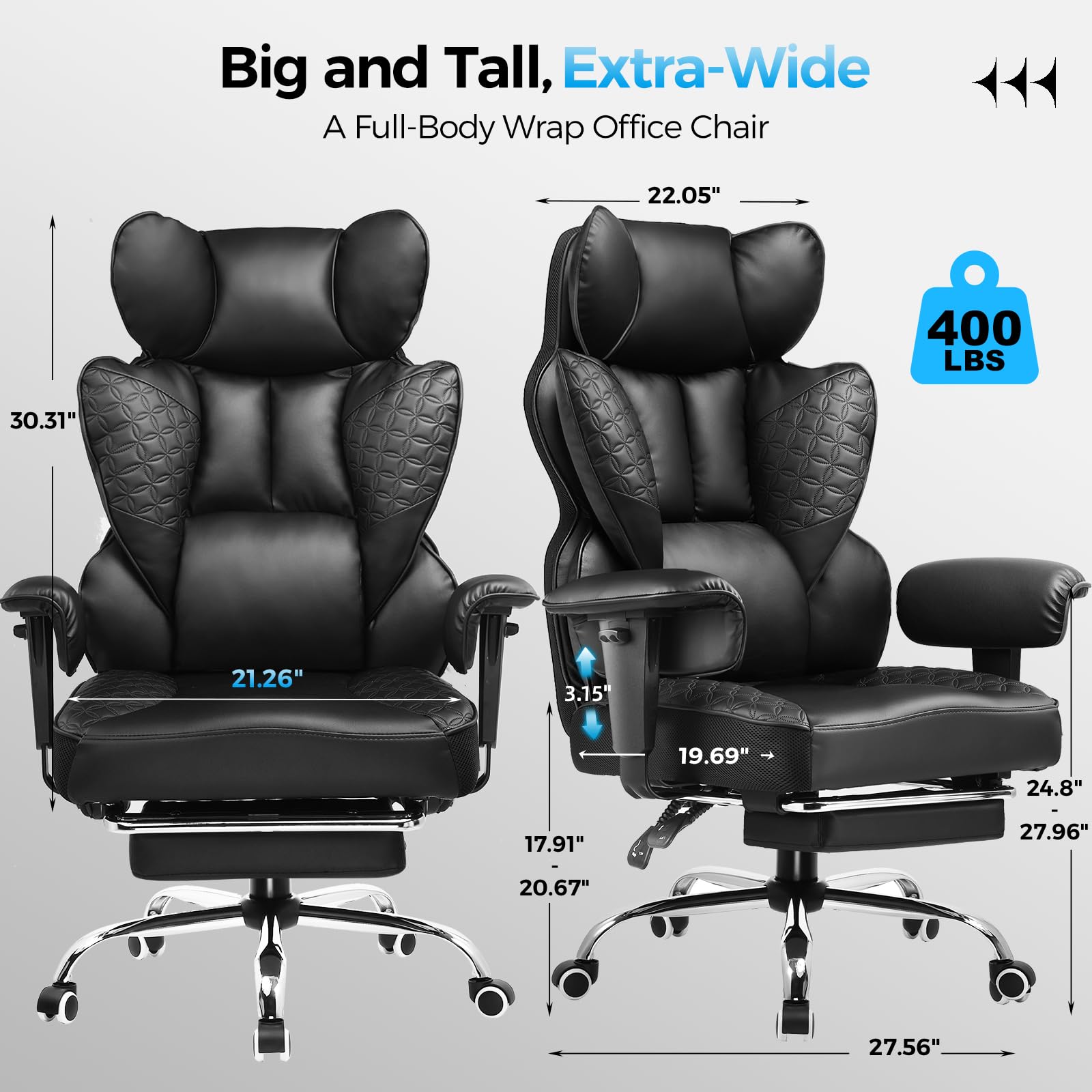 COMHOMA Big and Tall Ergonomic Office Chair with Foot Rest