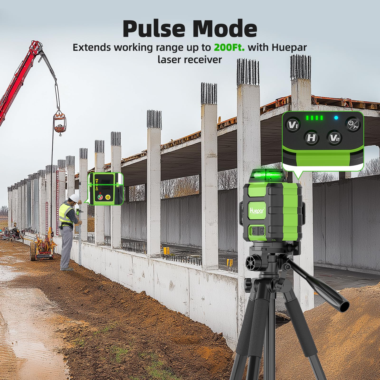 HUEPAR Laser Level 360 - Rechargeable Green 3x360° Tool