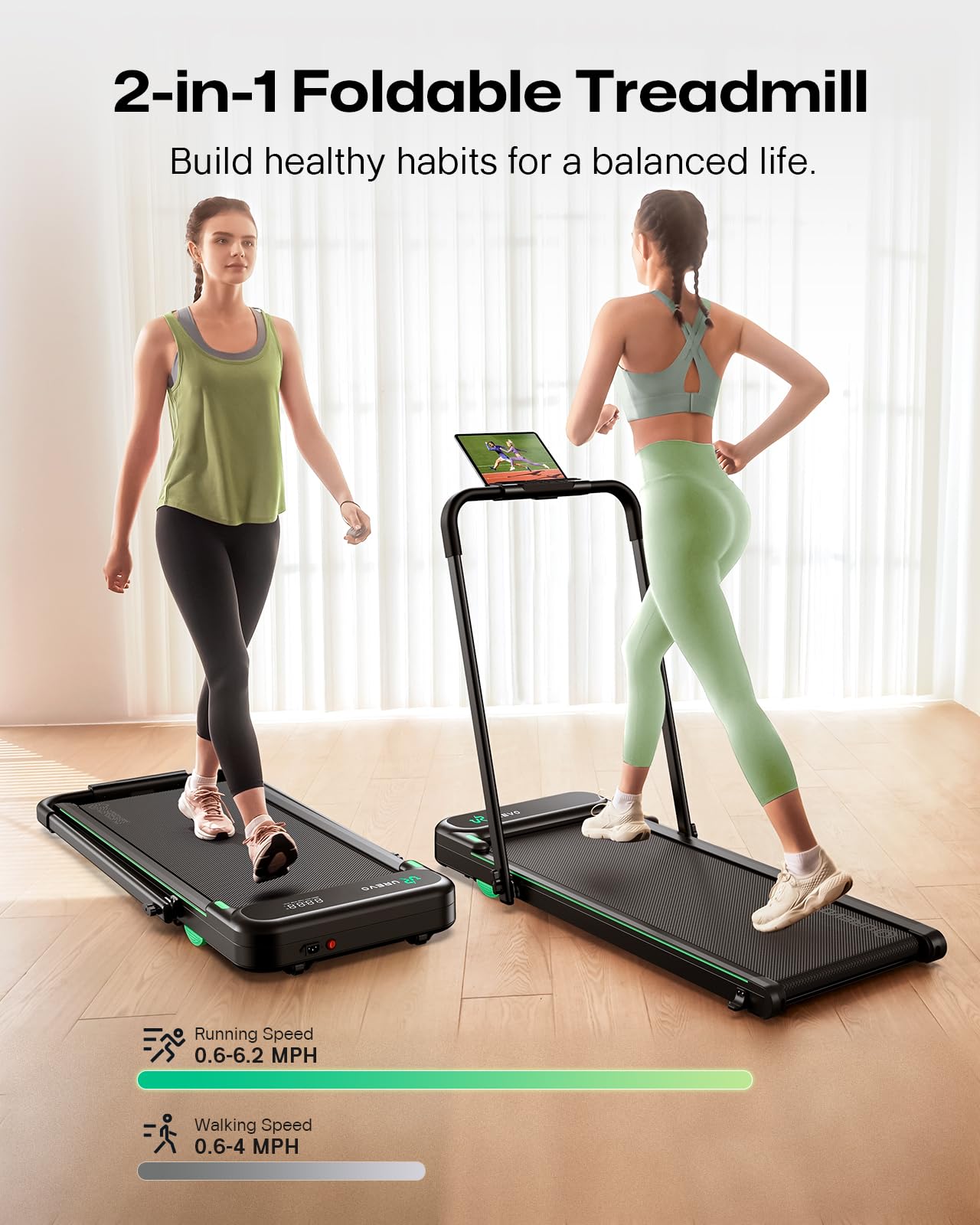 UREVO Strol 2E Smart 2-in-1 Folding Treadmill Compact