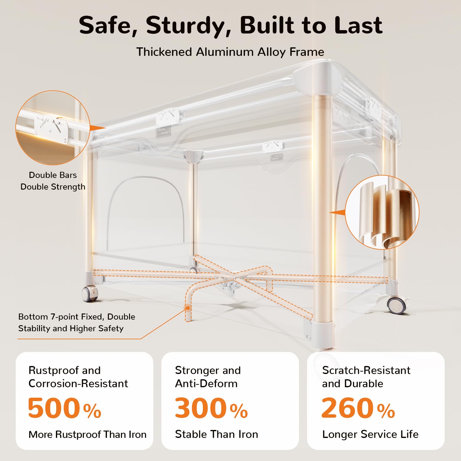 Pamo Babe 6-in-1 Pack and Play with Bassinet, Deluxe One-Step Setup Baby Bassinet with Changing Table, Sleeper Nest, Storage Bag, 4 Wheels Portable Crib Travel Playpen for Baby and Toddler (Beige)