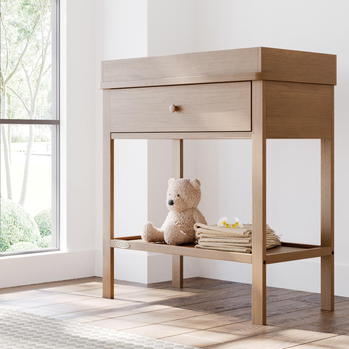 Graco Storage Baby Changing Table (Hazelnut) - GREENGUARD Gold Certified, Changing Table with Drawer, Changing Table Topper, Perfect for Any Nursery Decor