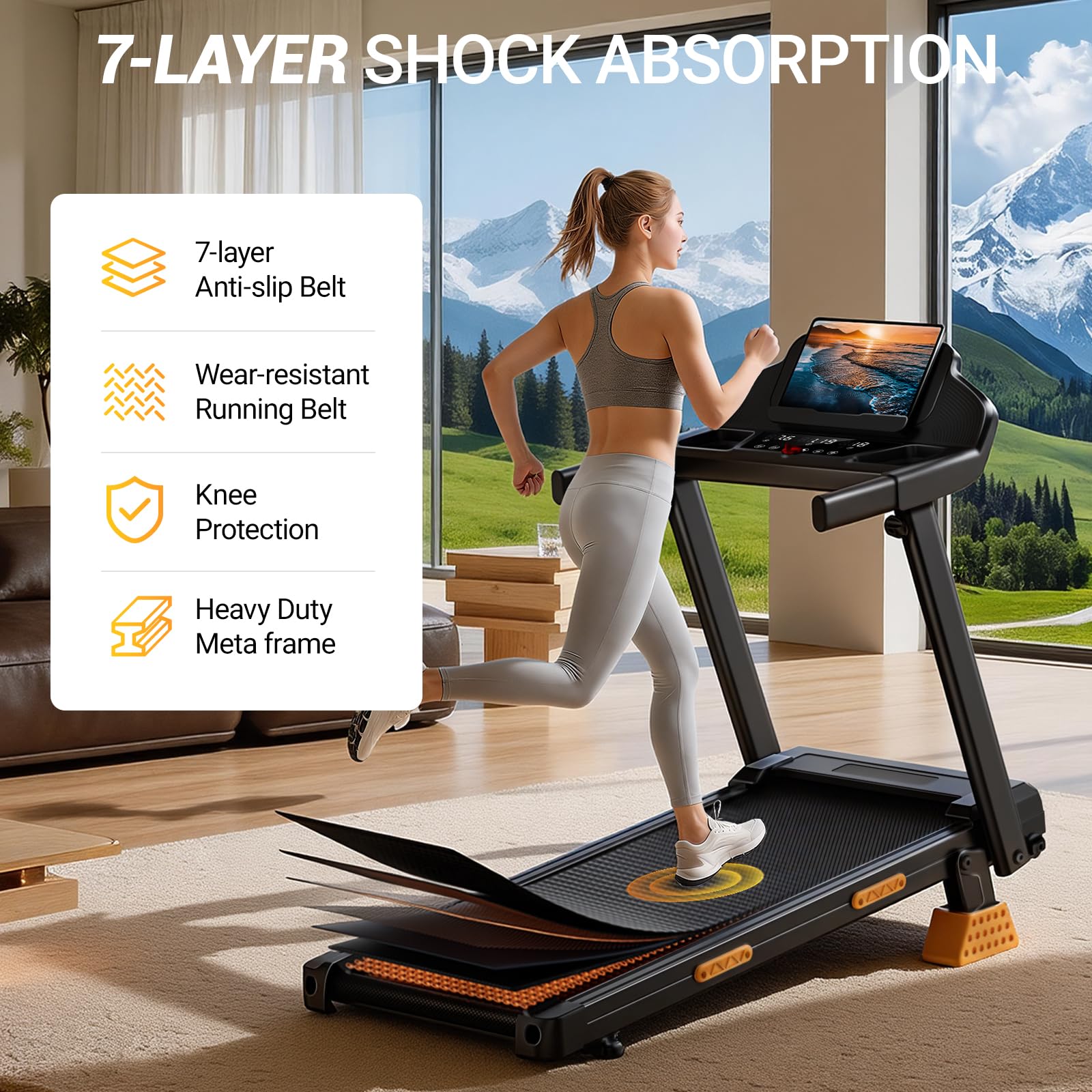 UMAY 16% Incline 4-in-1 Foldable Treadmill, 400 LBS Capacity