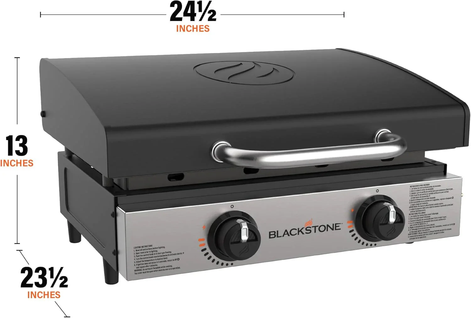 Blackstone 1666 22” Tabletop Griddle with Stainless Steel Faceplate, Powder Coated Steel, Black