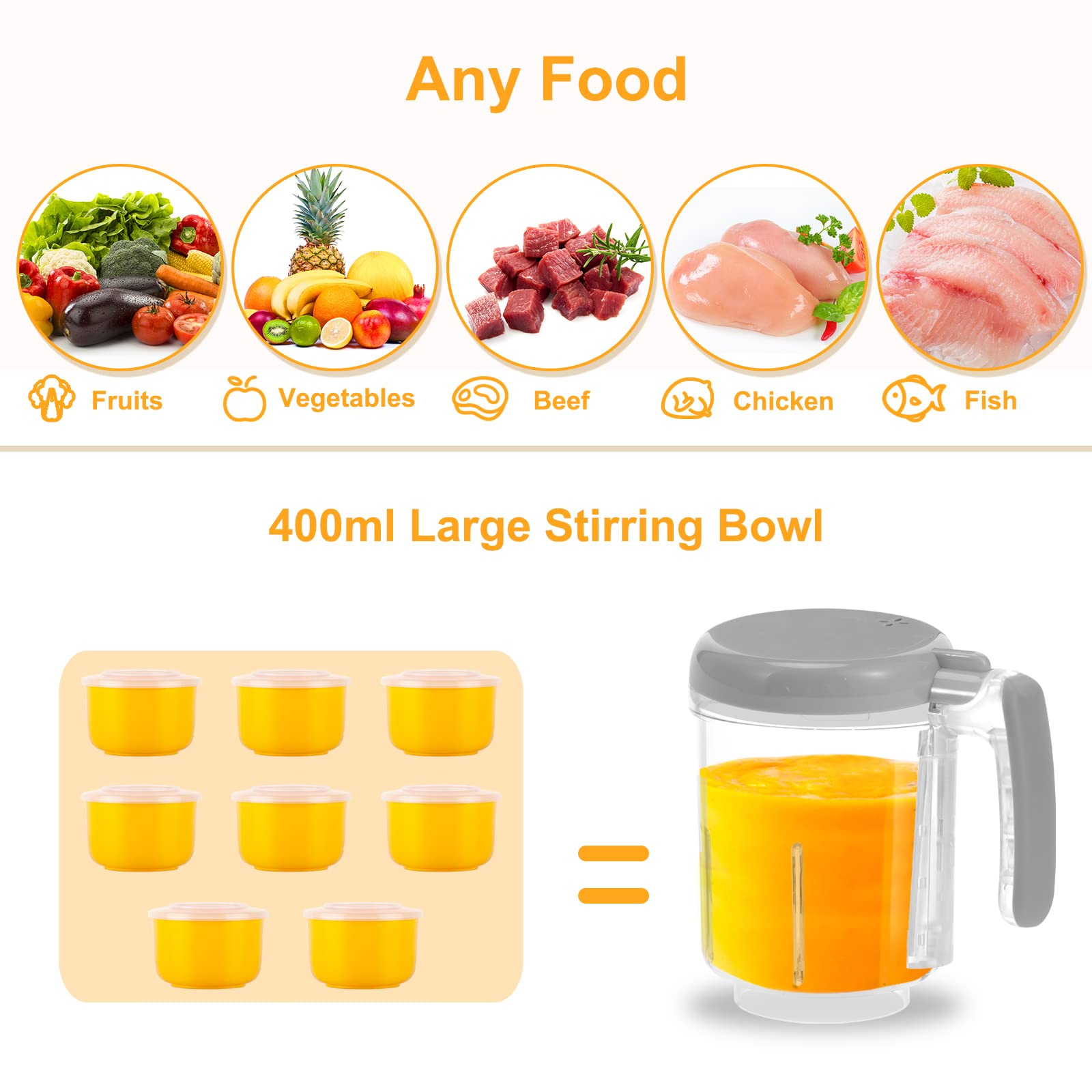 BAR BEAR 2024 Baby Food Maker | One-Step Steamer & Blender
