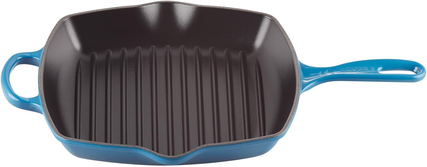 Le Creuset Enameled Cast Iron Signature Square Skillet Grill, 10.25