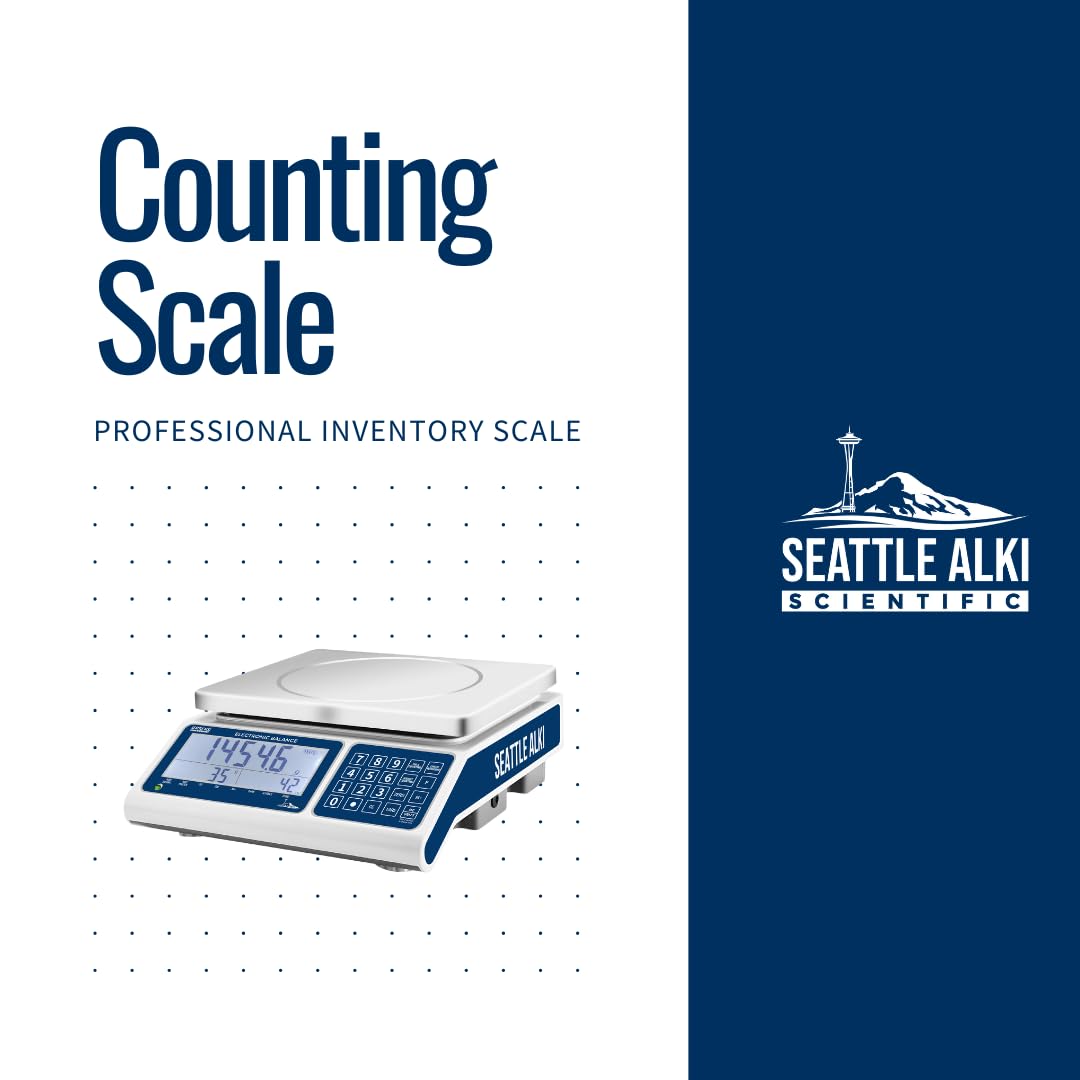 Seattle Alki Scientific Counting Scale | 30 kg x 0.5 g | Industrial Counting Scale for Small Parts | USA Company | Units: g, lbs, oz, kg (30 kg x 0.5 g + Calibration Certificate)