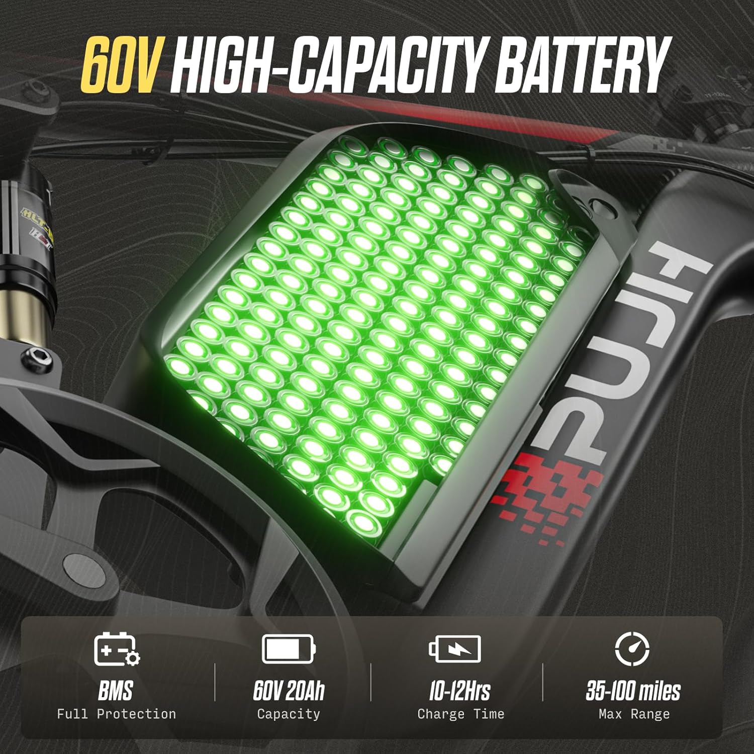 6000W Max Speed 45MPH Dual Motor Electric Bike for Adults,60V 1200Wh Removable Battery with 24