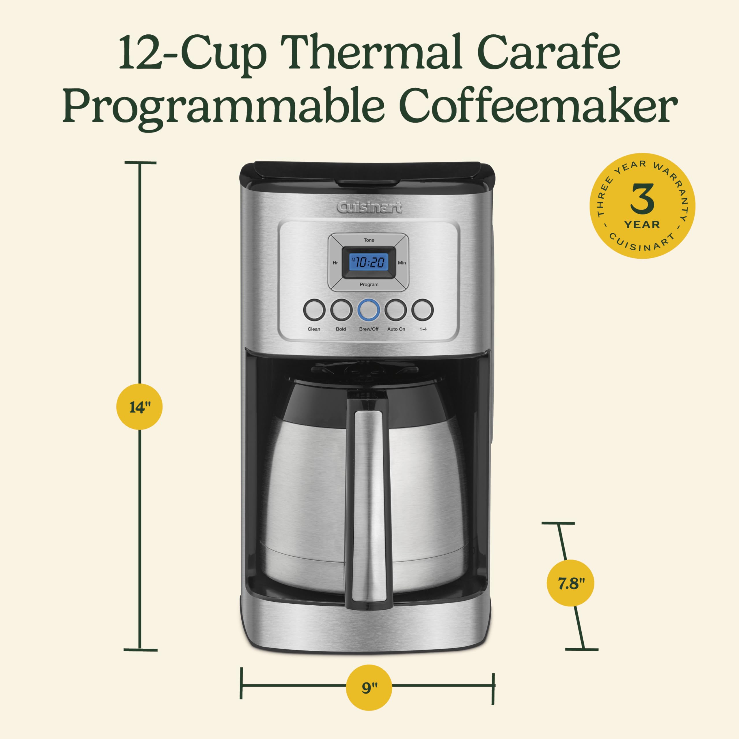 CUISINART 12-Cup Programmable Coffee Maker with Thermal Carafe