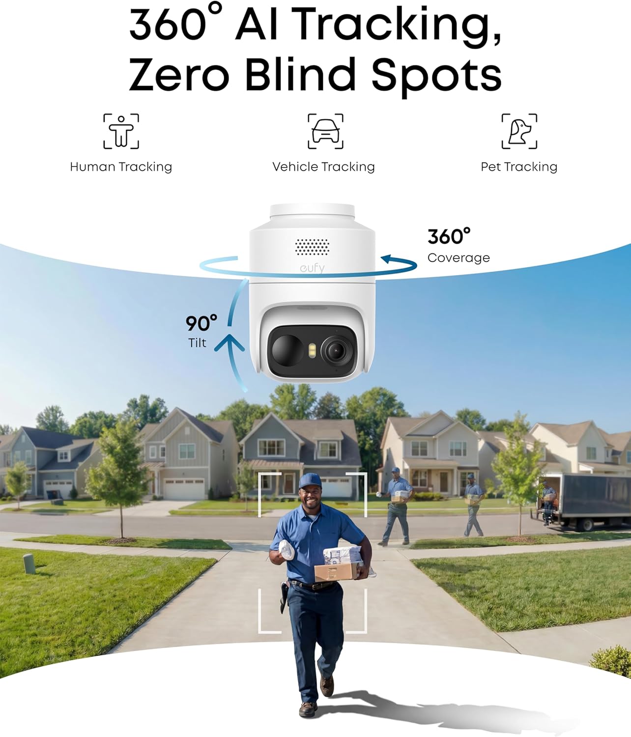 eufy Security eufyCam C37 4-Cam Kit, Security Cameras Wireless Outdoor, 360° AI Tracking with Pan and Tilt, 2K Solar Cameras, HomeBase Mini, Facial Recognition, No Monthly Fee, Color Night Vision
