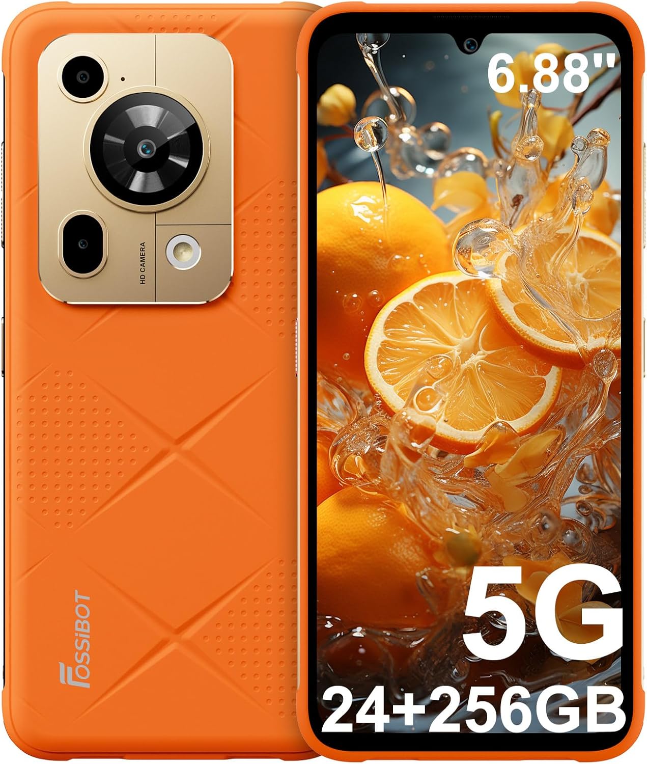 FOSSIBOT F112 Pro 5G Rugged Smartphone Unlocked, 24GB+256GB/1TB Android 14 Rugged Phone, 7150mAh Battery Cell Phone, 6.88'' Display, 50MP+16MP Camera, Dual SIM 5G Unlocked Phone