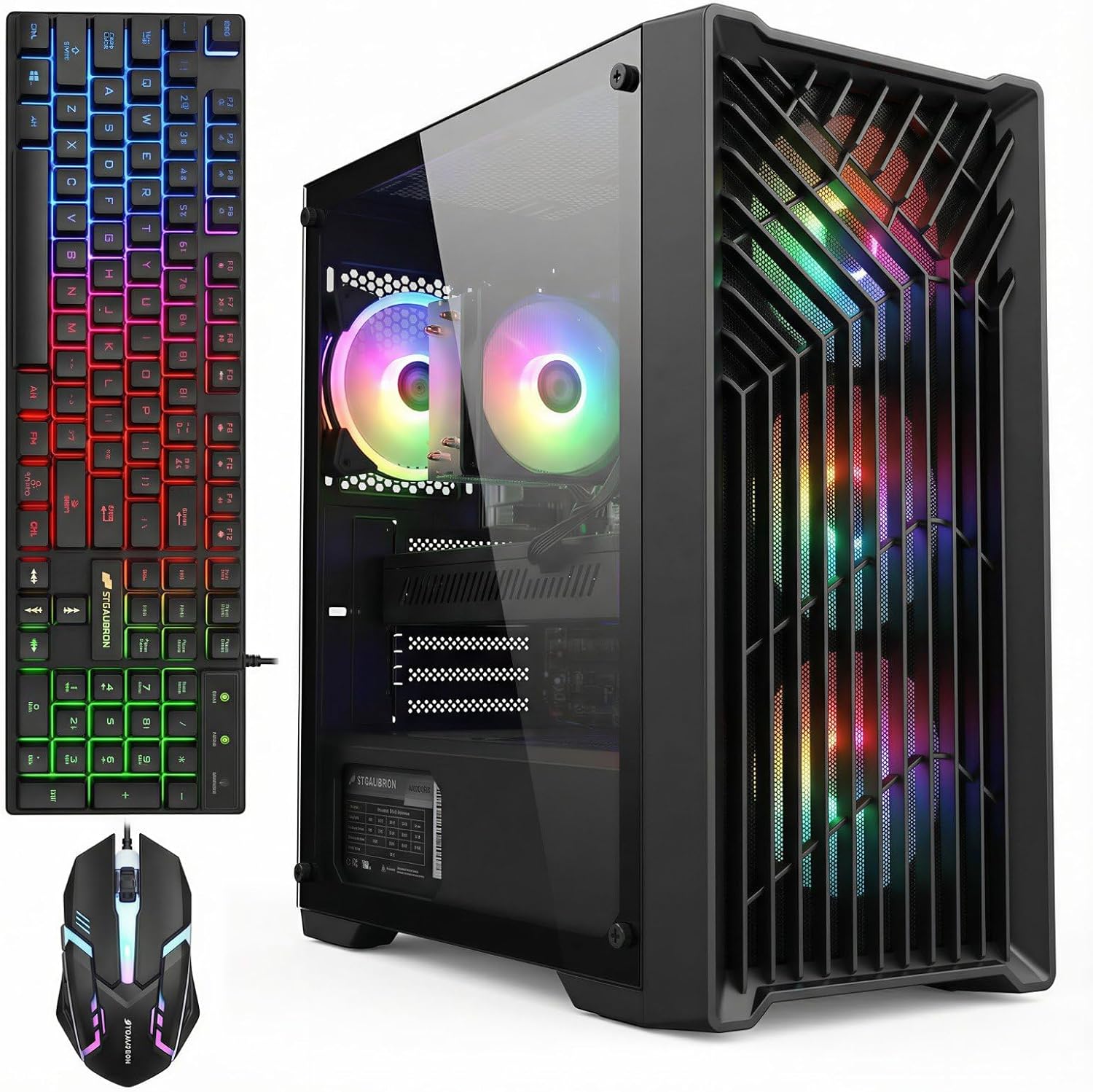 STGAubron Gaming PC Desktop Computer, Intel Core i7 up to 3.9G, GeForce RTX 3050 6G, 32GB RAM, 512GB SSD, WiFi 6, BT 5.0, RGB Fan x 4, Windows 11 Home