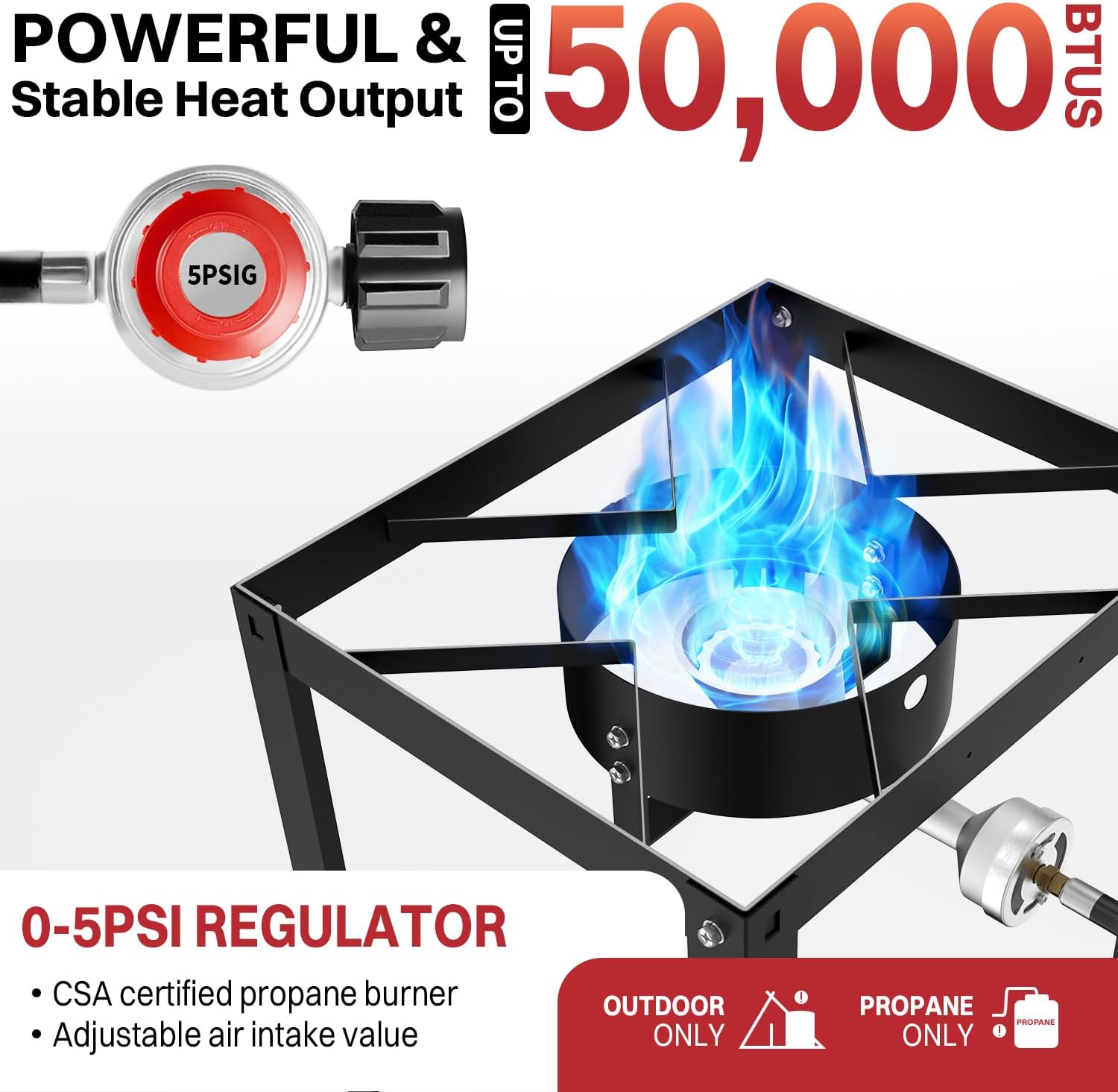 18QT Outdoor Propane Fish Fryer | 50,000 BTU Propane Deep Fryer | Includes 2 Baskets | Lid | Cover | 9