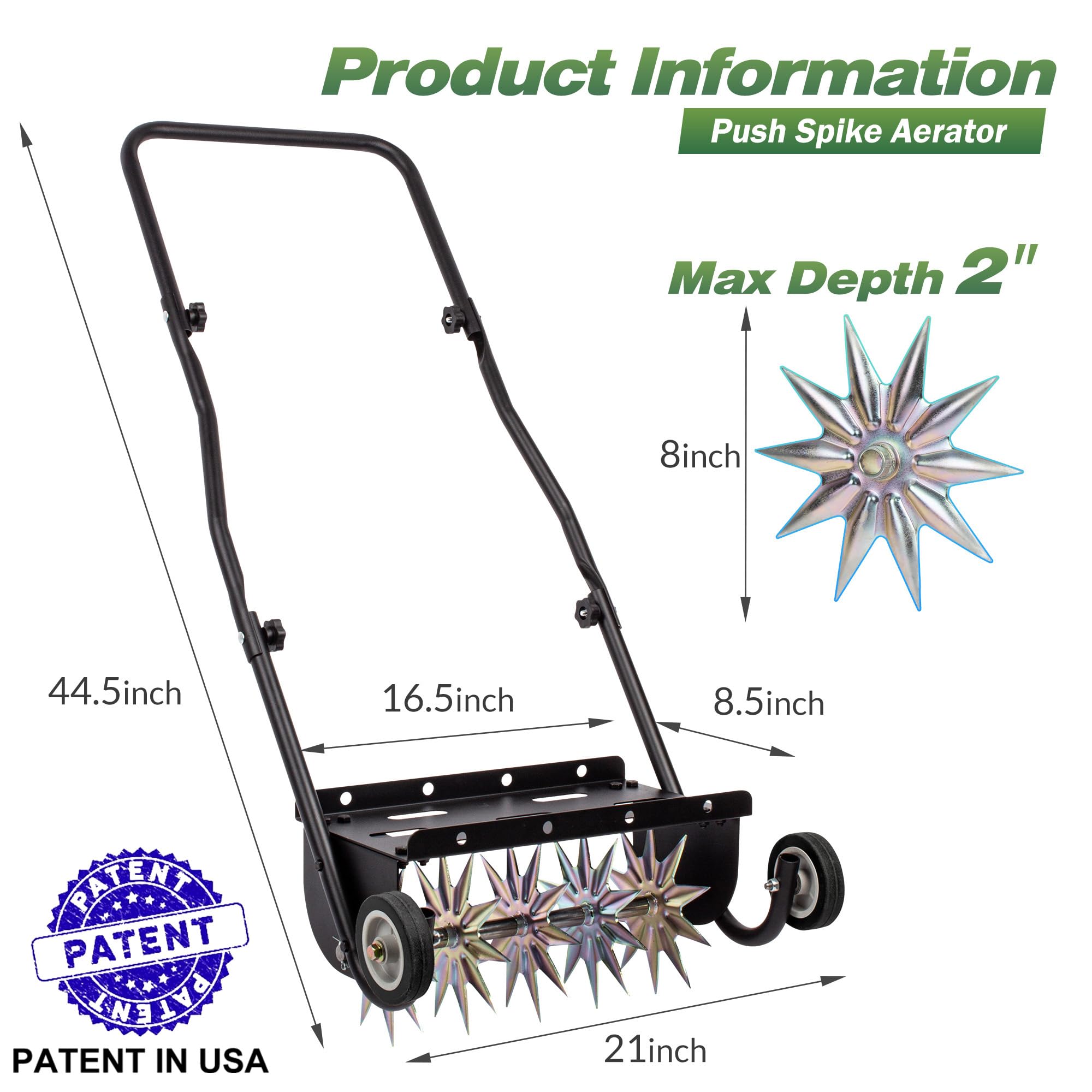 SUCHTALE 18-Inch Heavy Duty Push Spike Lawn Aerator