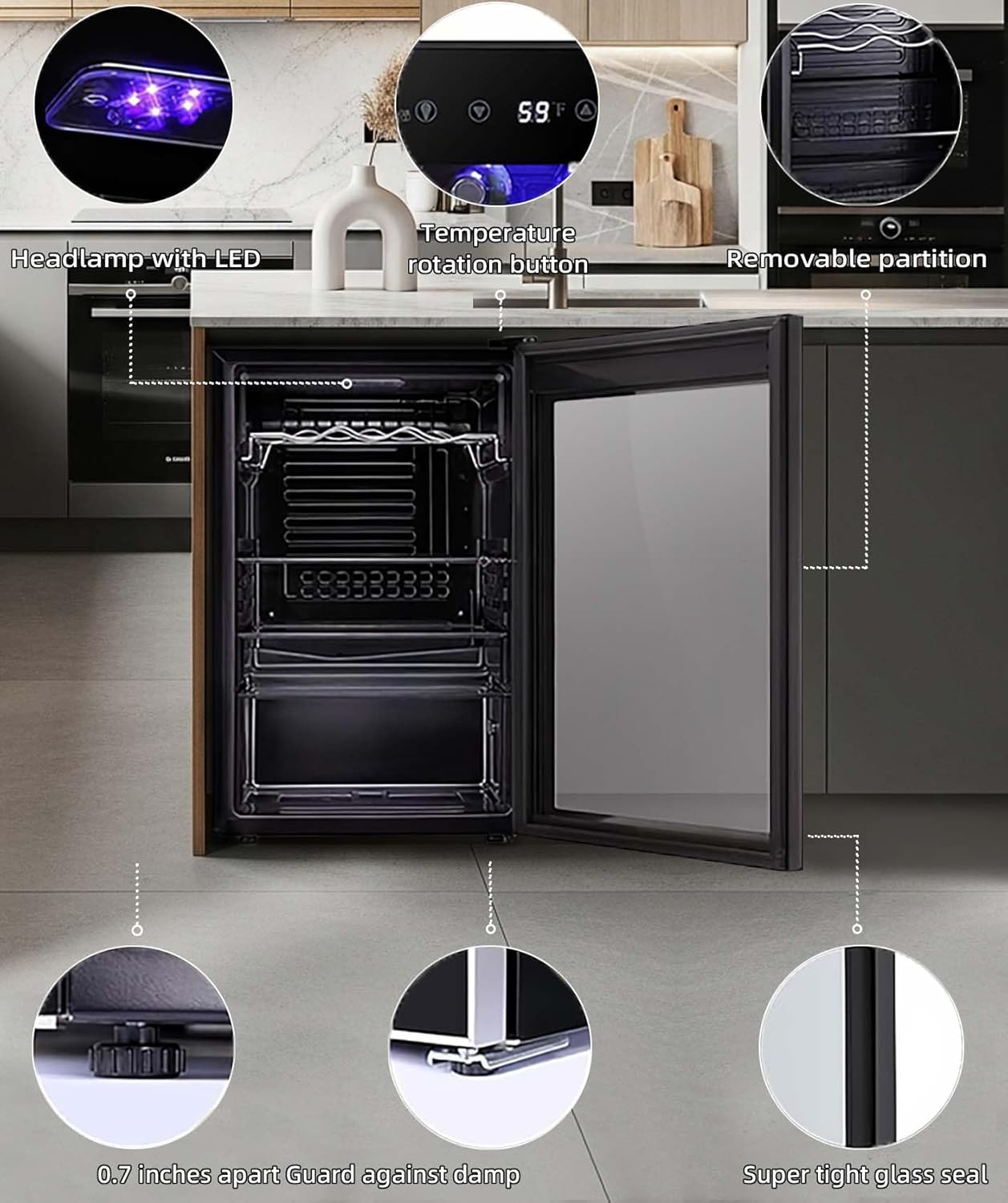 Antarctic Star 36 Bottle Wine Cooler Beverage Refrigerator Small Mini Wine Cellar Beer Soda Bar Fridge Quiet Operation Compressor Adjust Temperature Freestanding Black, 4.4 Cu. Ft