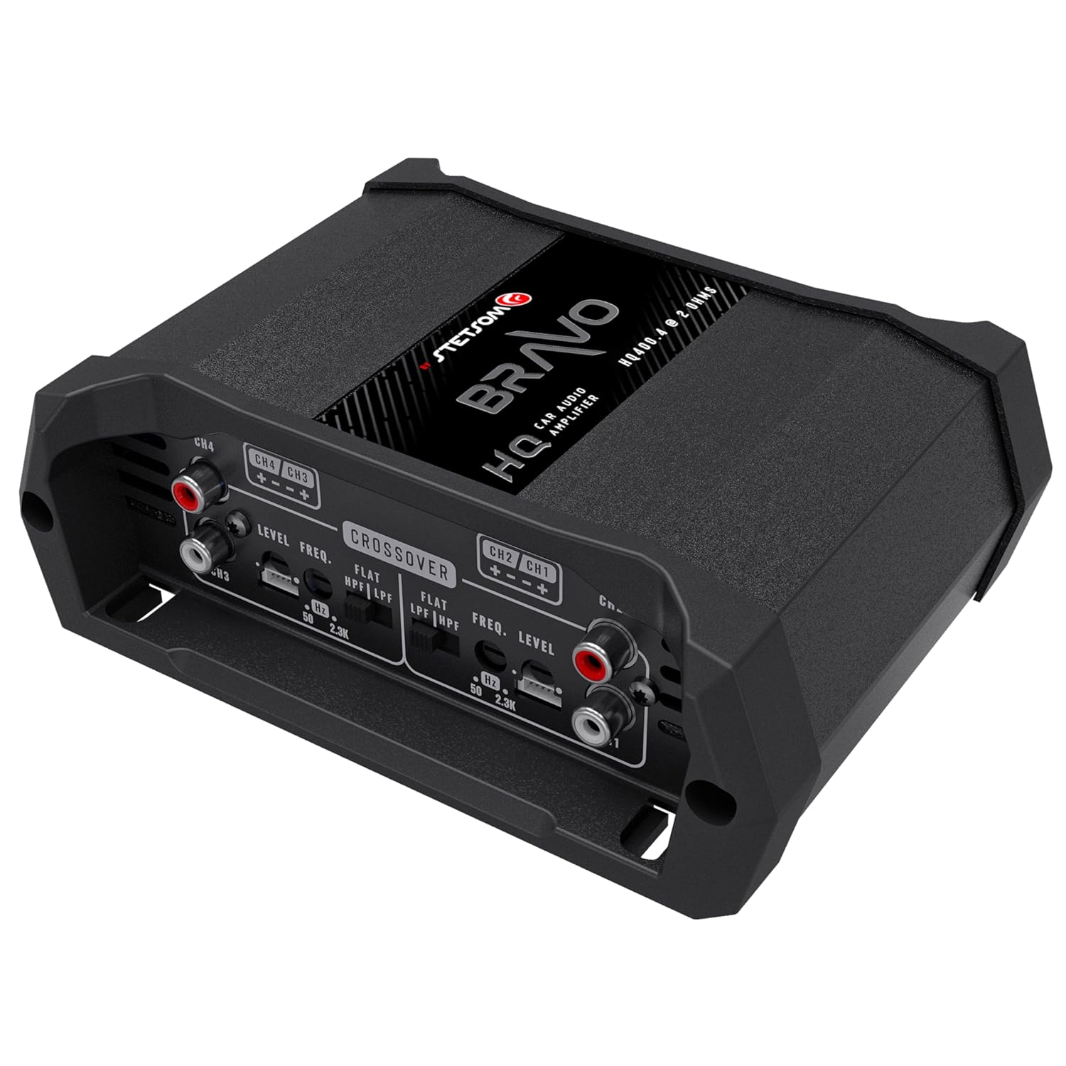 Stetsom Bravo HQ 400.4 - Multichannel Car Audio Digital Amp, 2 Ohms Stable - 400 Watts RMS 4 Independent Channels, Variable Crossover, Full Range, Car Stereo ds Bridge Speakers 400x4 RCA & High Input