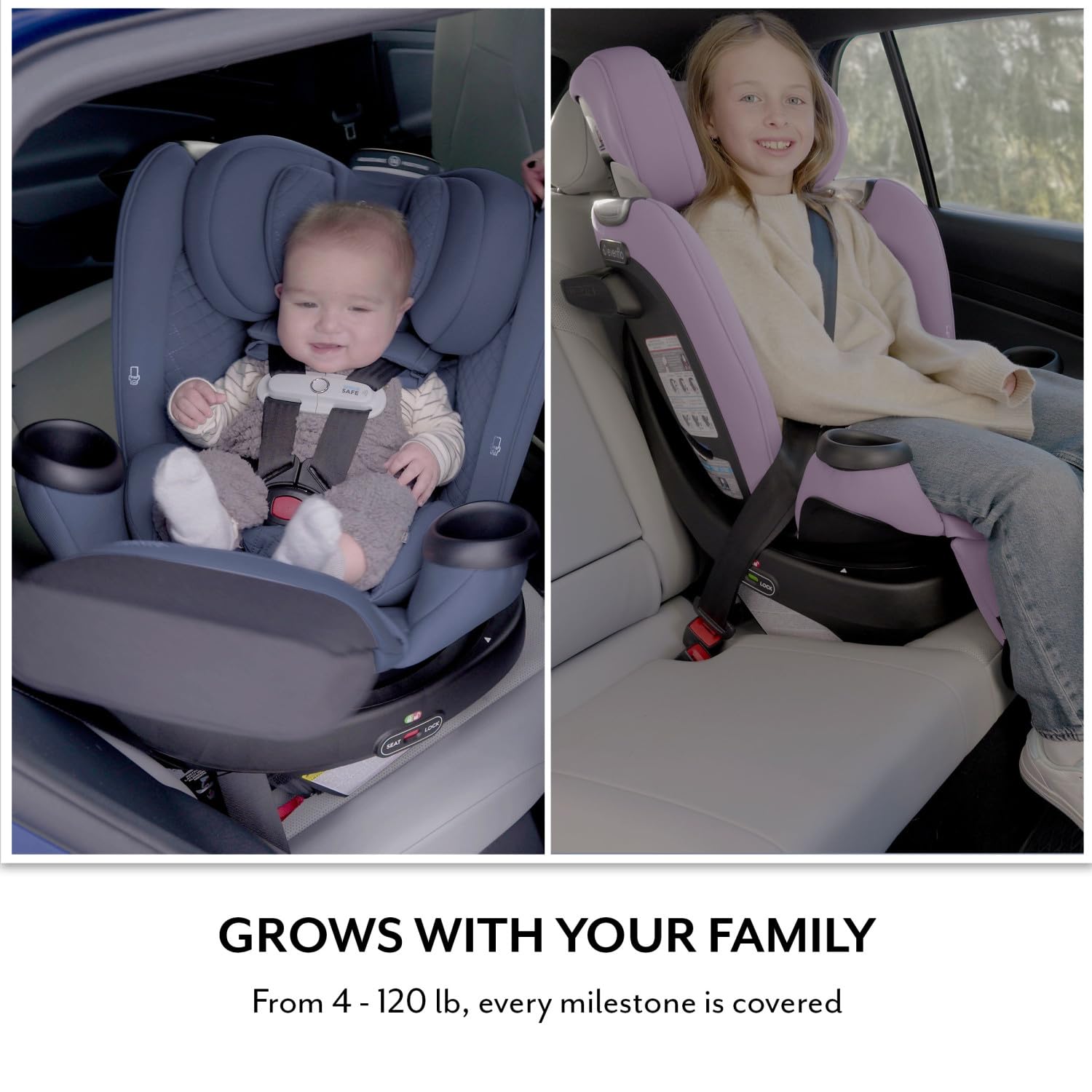 Evenflo Revolve360 Extend All-in-One Rotating Car Seat with Green & Gentle Fabric (Travertine)