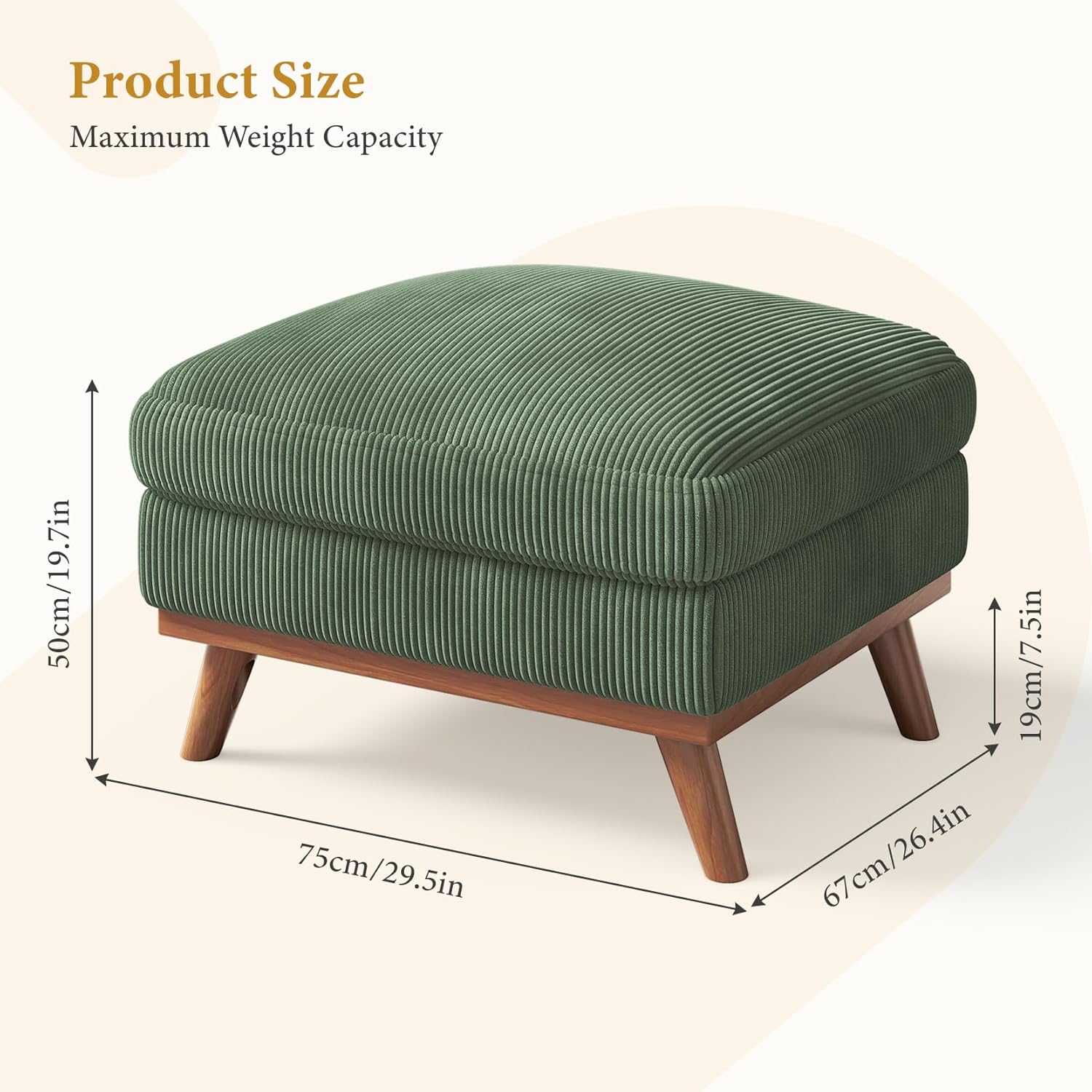 Vesgantti Large Ottoman for Modular Sofa, 29.5