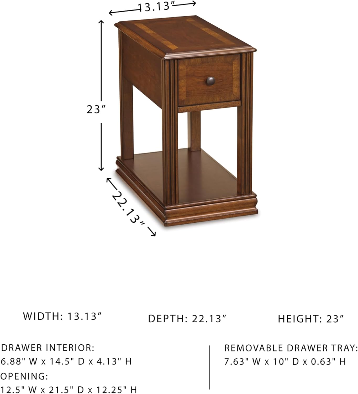 Signature Design by Ashley Breegin Chair Side End Table, 1 Drawer, 1 Fixed Shelf, Veneers, Wood, 13.13
