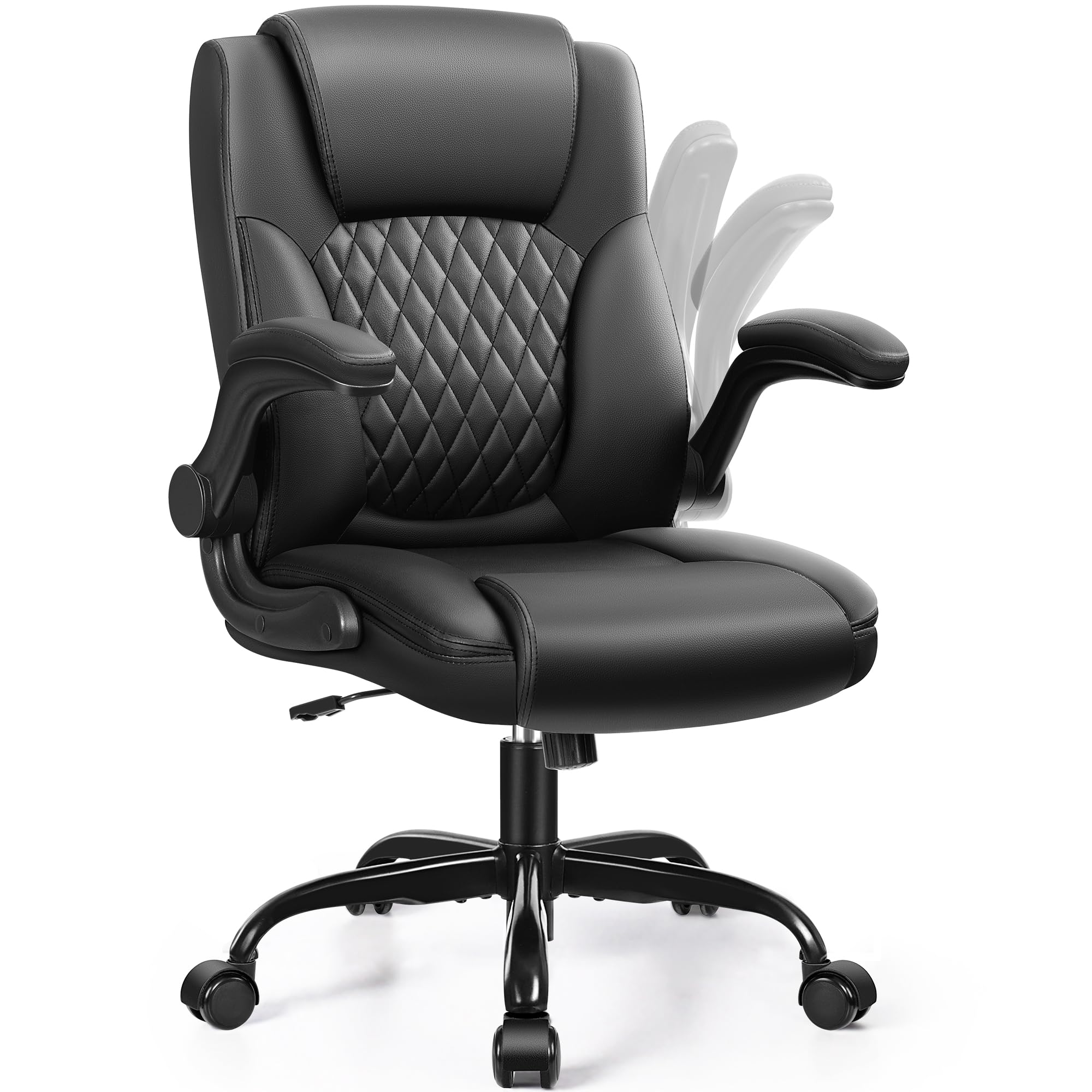 BRICK ATTIC Leather Office Chair with Ergonomic Support and Wheels