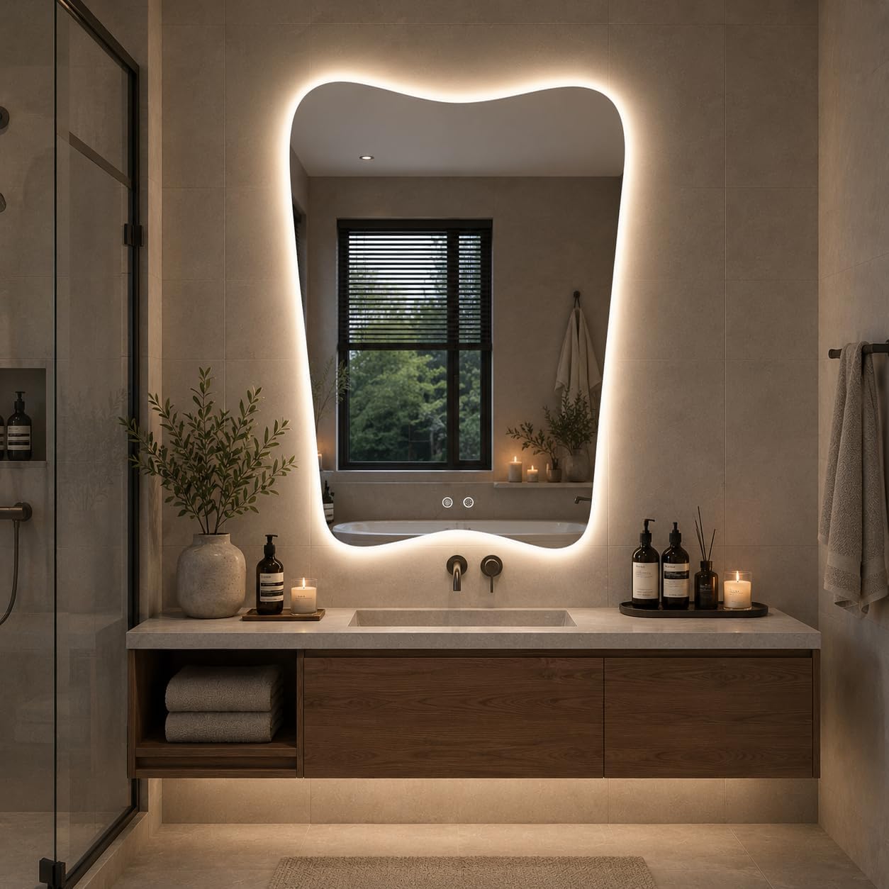 24x36 Inch Led Wall Mirror Decorative Backlit Bathroom Mirror Frameless Vanity Mirror Fog-Proof 3 Color Changing Shatter-Resistant Touch Sensor Suitable for Bedroom Living Room