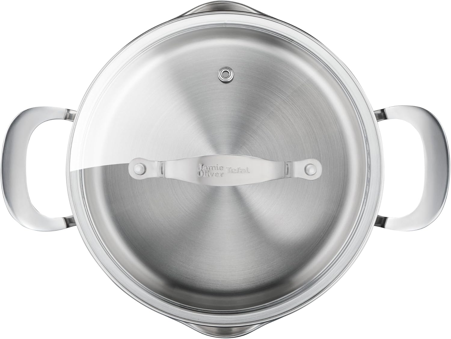 Jamie Oliver by T-fal Cook Smart 10-Piece Cookware Set, Uncoated Stainless Steel, Robust, Fast Heating, Even Cooking, Riveted Handle, Induction safe, Oven and dishwasher safe