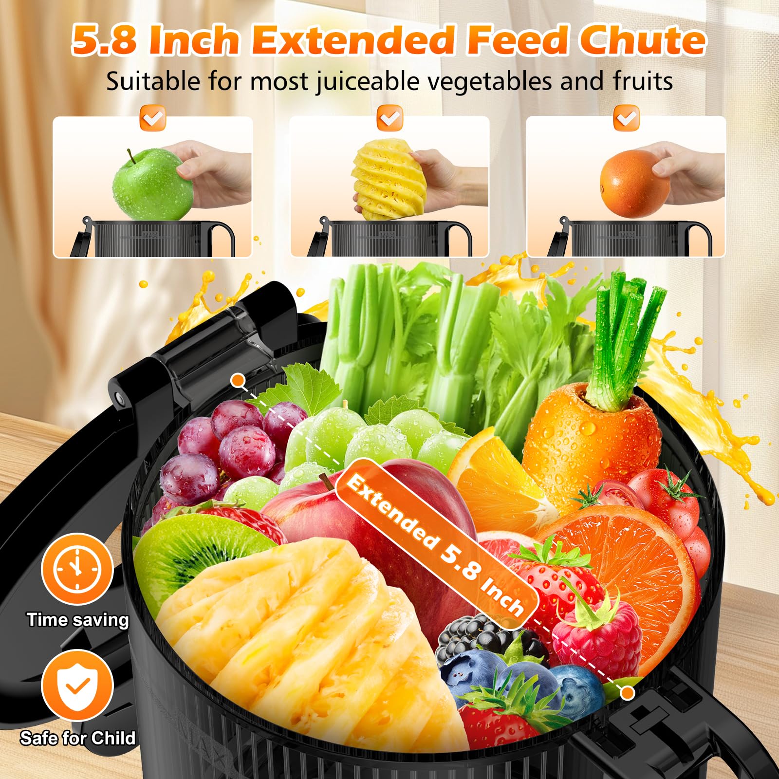 YPONE Juicer Machines - Cold Press 400W Masticating Juicer