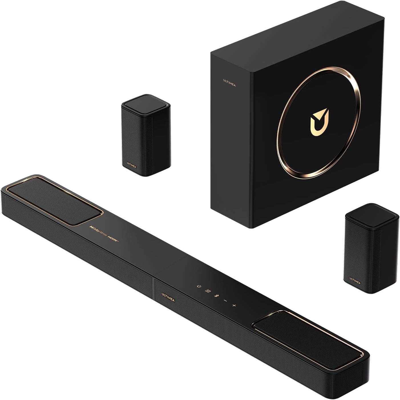ULTIMEA 5.1.2ch Sound Bar with Dolby Atmos, Surround Sound System for TV with 2 Surround Speakers, Sound Bar for Smart TV, Soundbar for Home Theater, BT 5.4, HDMI eARC, Skywave F40 (New, 2025 Model)