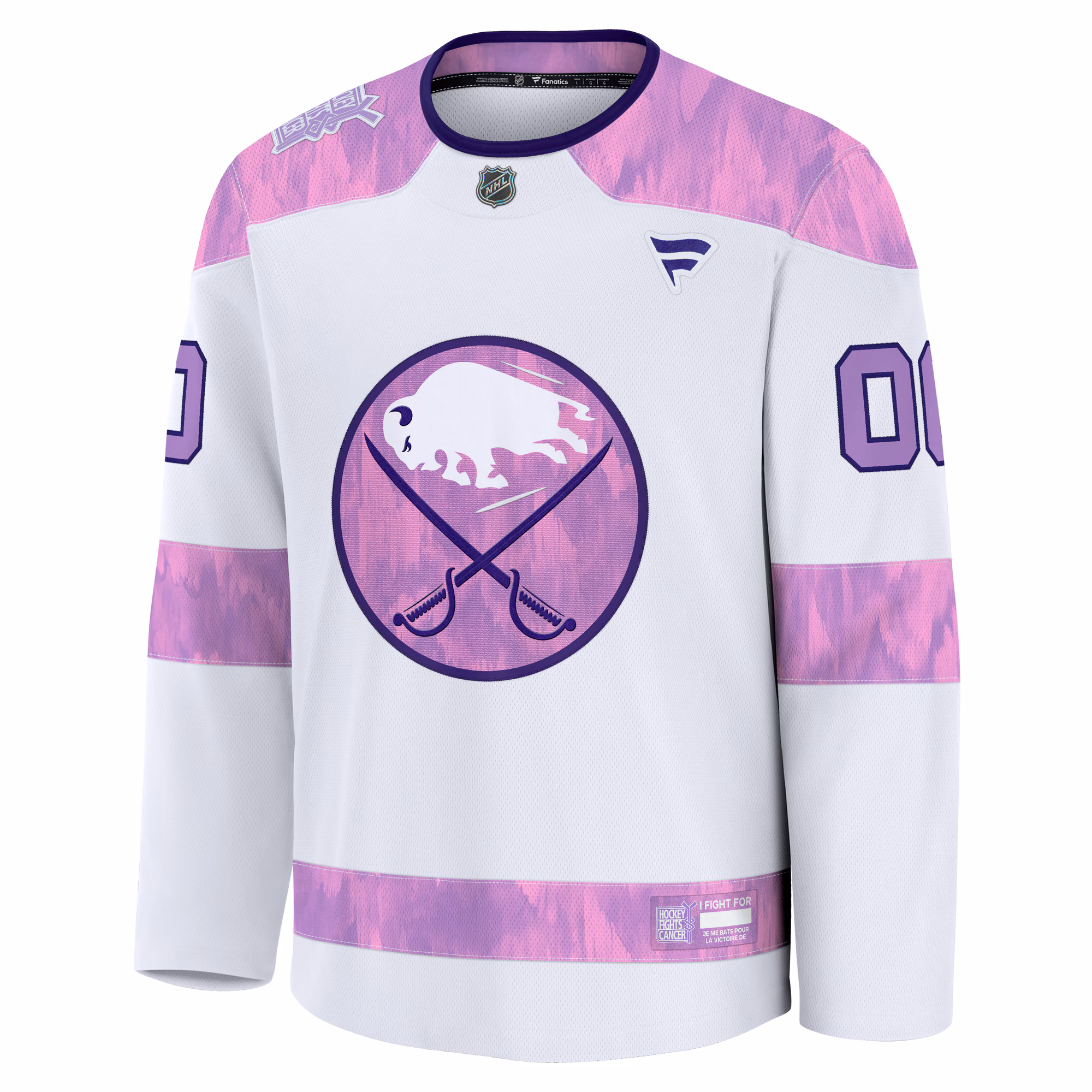 Buffalo Sabres Fanatics 2024 Hockey Fights Cancer Custom Practice Jersey - White