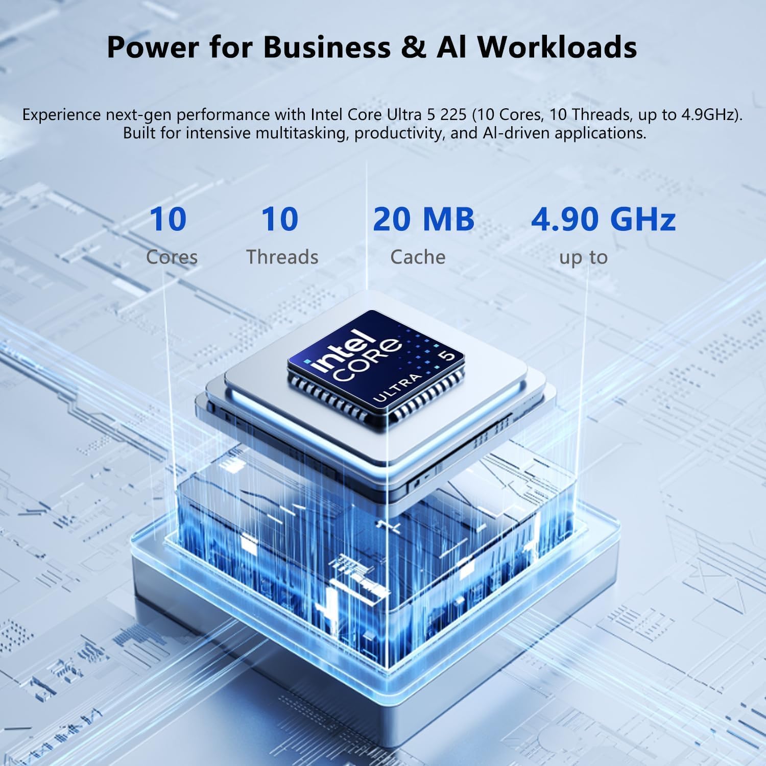 Lenovo IdeaCentre Tower Desktop Computer • 10-core Intel Ultra 5 225 Processor • 16GB DDR5 • 512GB SSD • Office 365 for The Web • HDMI + VGA, Wi-Fi 6E • Wired Keyboard & Mouse • Windows 11