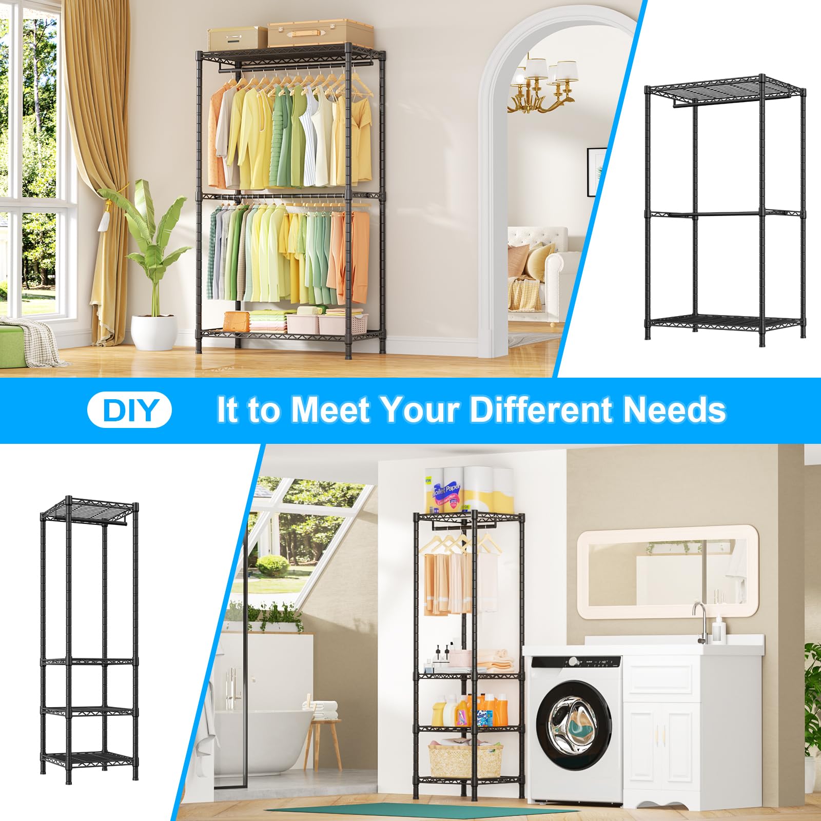 ULIF E10 Freestanding Clothes Rack with Adjustable Hanger