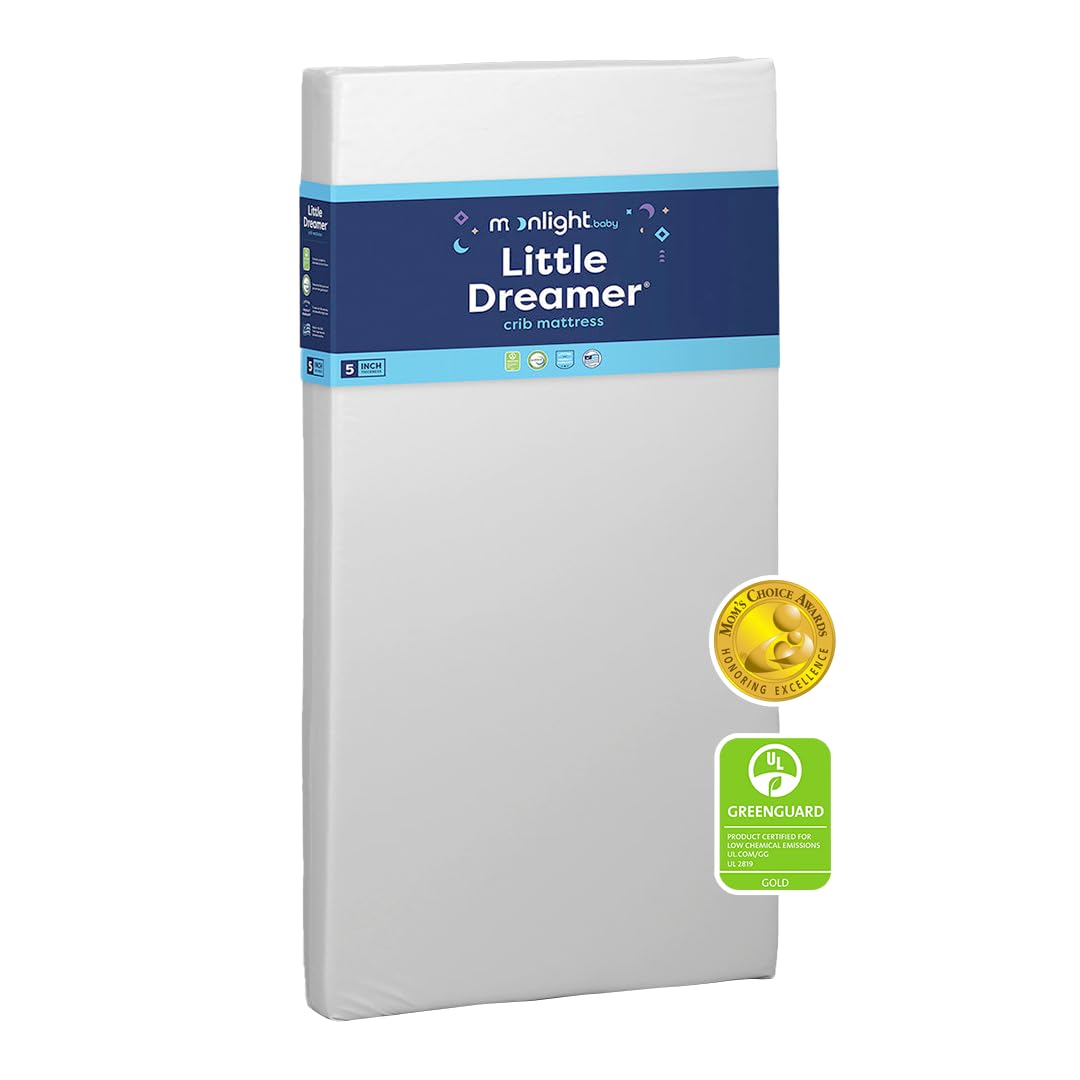 Moonlight Slumber Little Dreamer Crib Mattress – Dual-Sided Baby and Toddler Mattress, Firm Infant Support, Waterproof and Hypoallergenic, 5