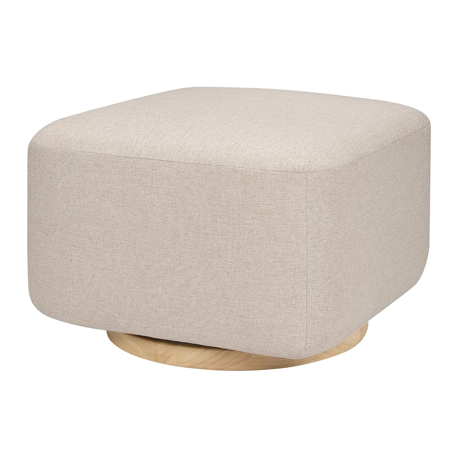 Babyletto Kiwi Gliding Ottoman in Performance Beach Eco-Weave with Light Wood Base, Water Repellent & Stain Resistant, Greenguard Gold and CertiPUR-US Certified