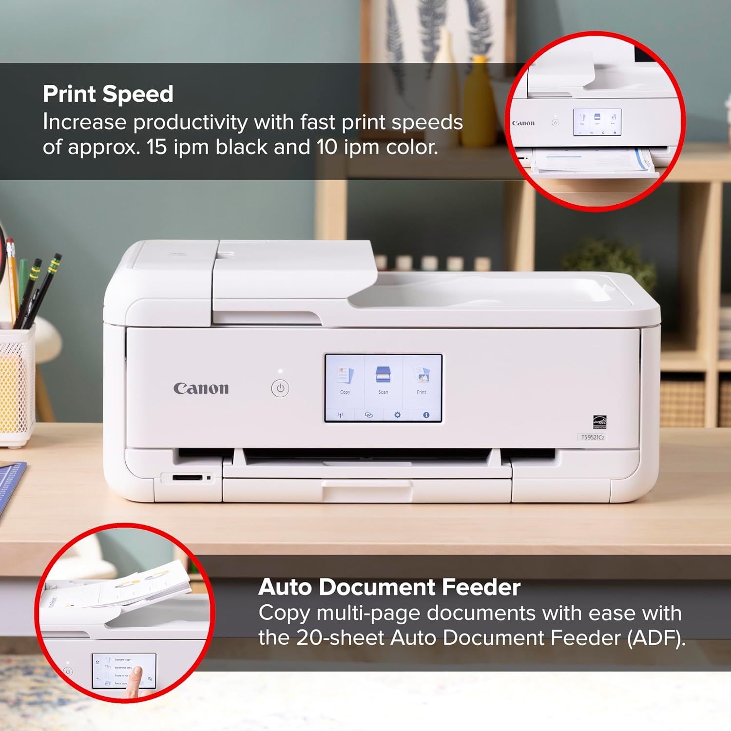 Canon PIXMA TS9521Ca – Wireless Home All-in-One Inkjet Printer