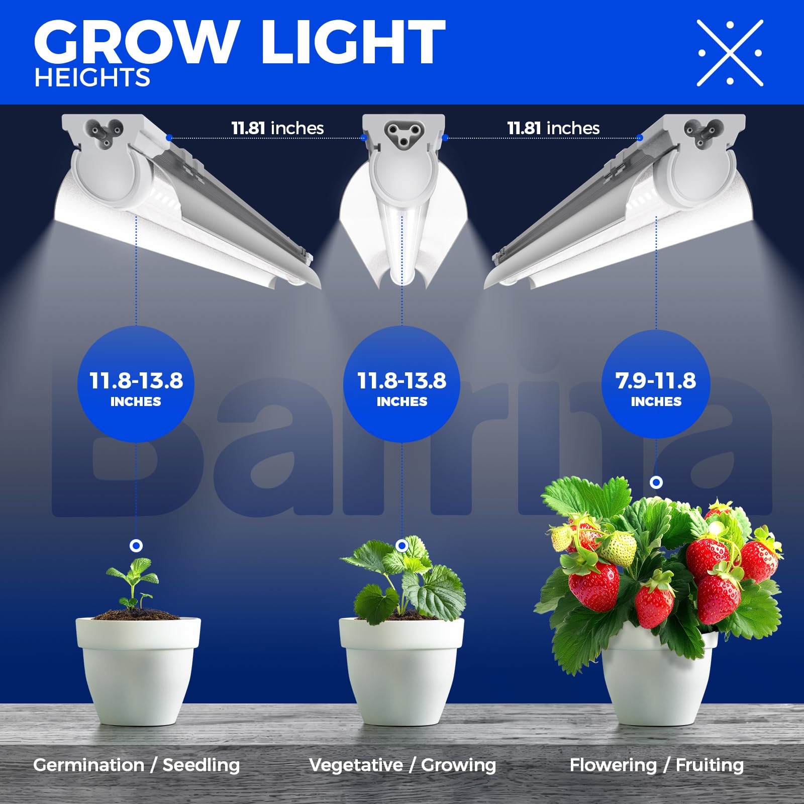 BARRINA T8 LED Grow Light Strips - Full Spectrum 5000K, 6-Pack