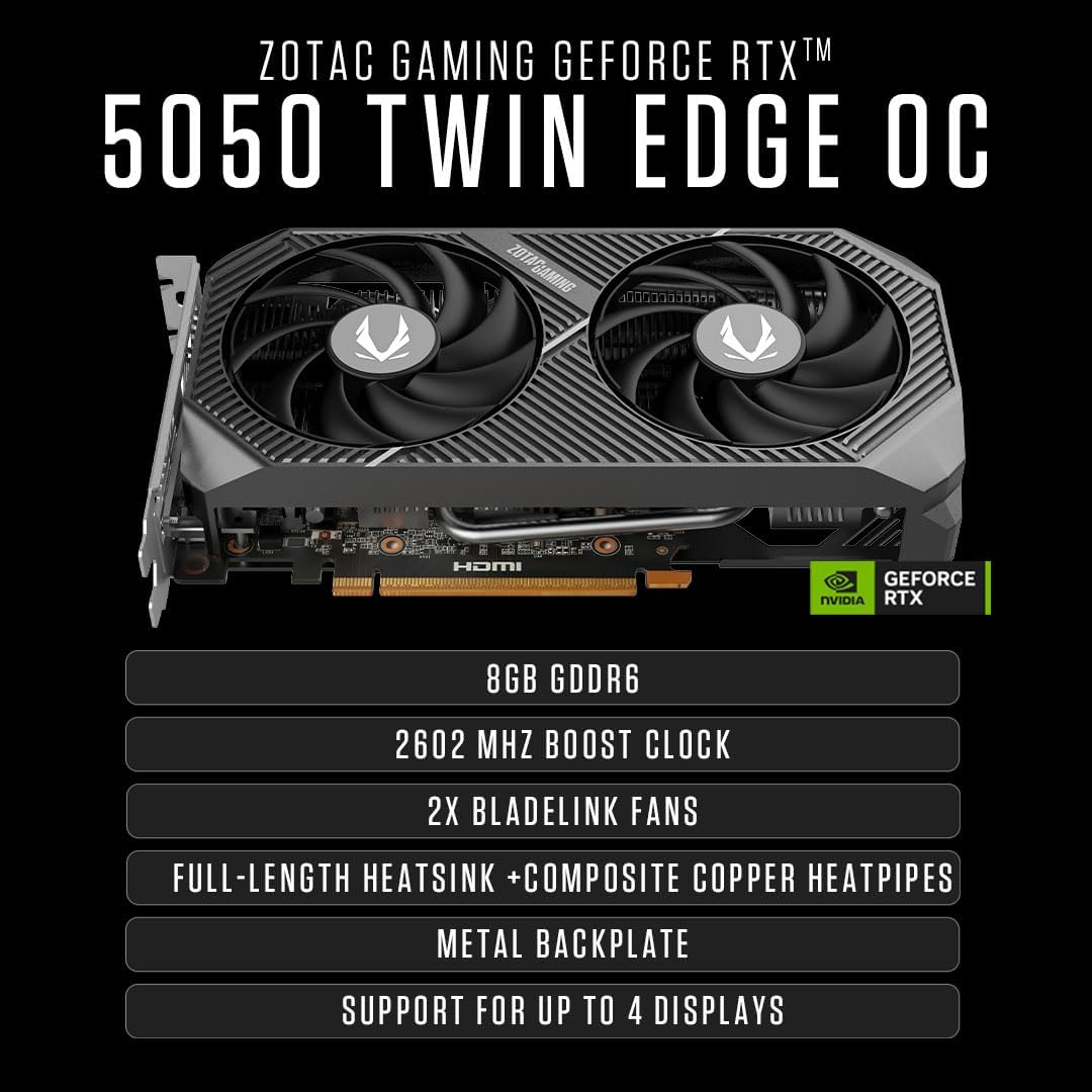 ZOTAC MEK AI-Enhanced Gaming PC Desktop Computer - NVIDIA GeForce RTX 5050, AMD Ryzen 5 5500 4.2GHz, 16GB DDR4, 1TB NVME M.2 SSD, 650W 80+ Gold PSU, WiFi 6E, Windows 11 Home